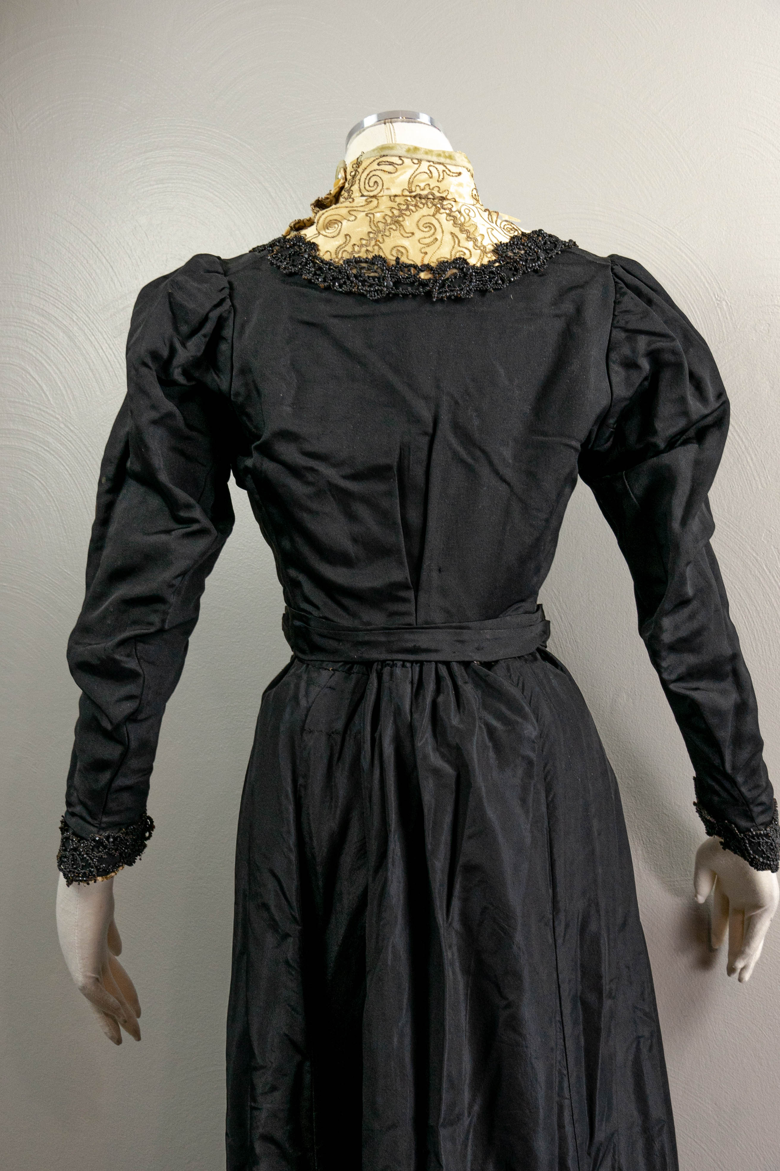 Edwardian Black Silk Taffeta Dress Jet Beading, Soutache, - Image 7