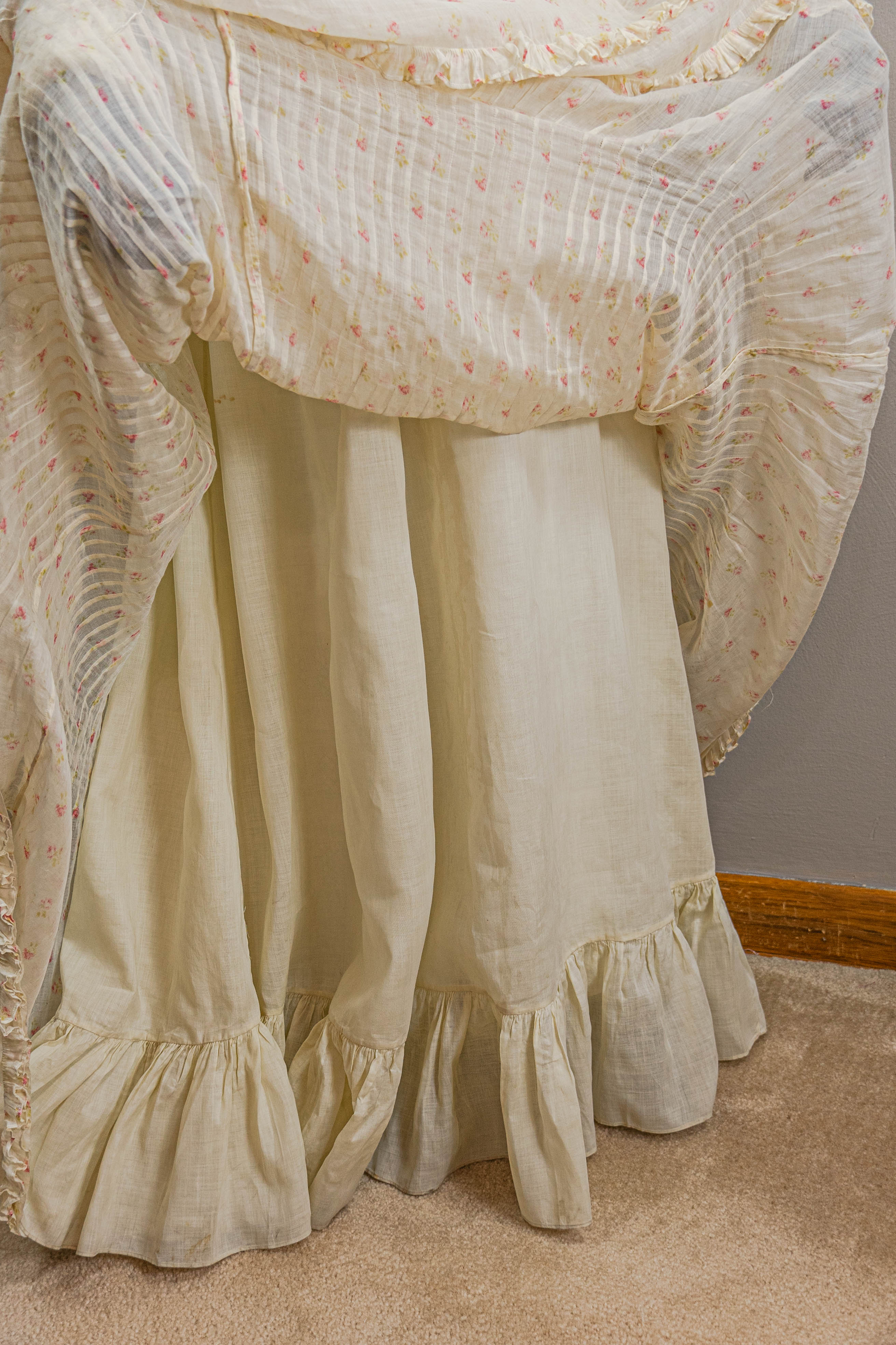 Edwardian Romantic Rose Printed Cotton Dress Pin-tucking - Image 11