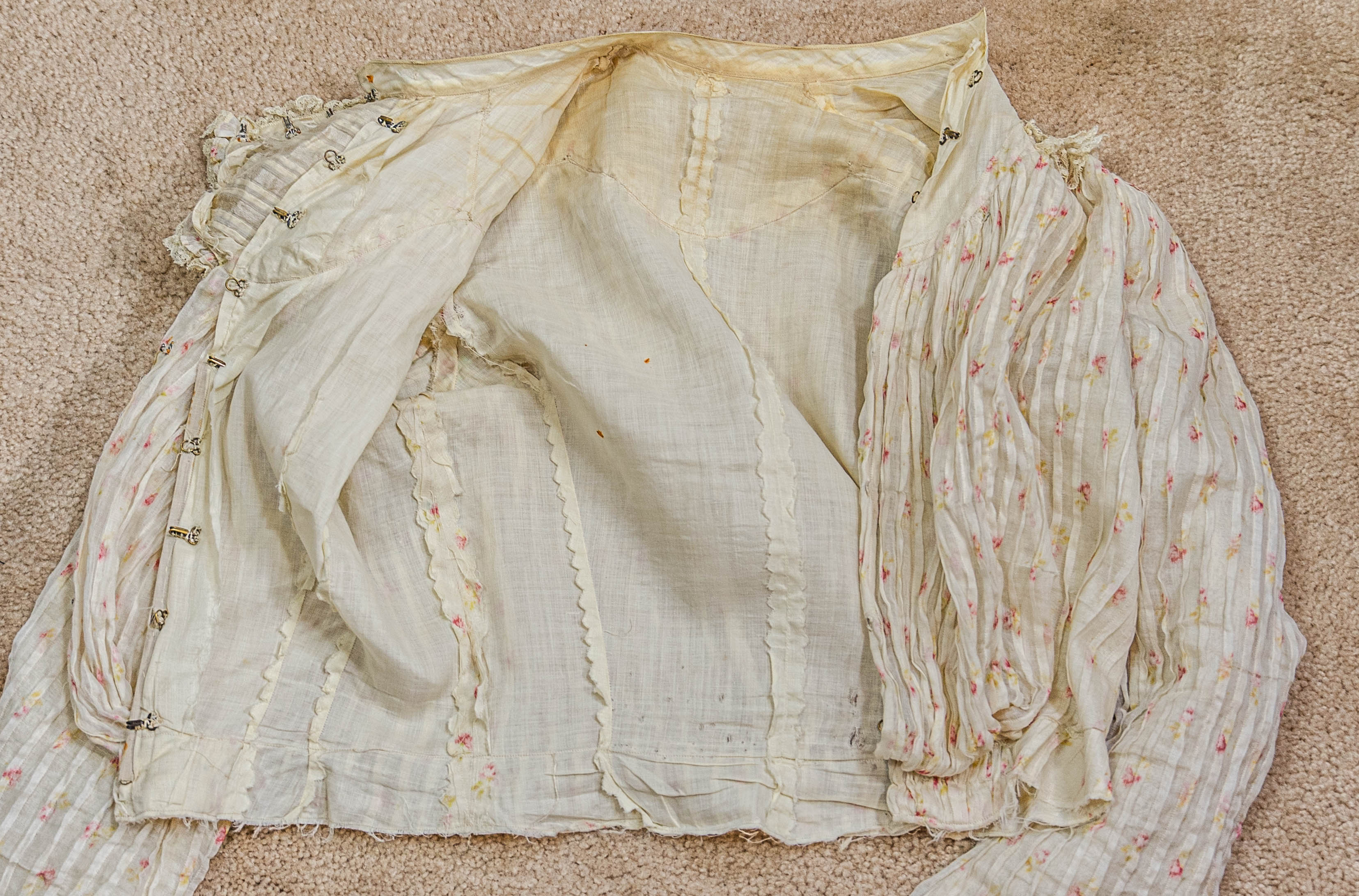 Edwardian Romantic Rose Printed Cotton Dress Pin-tucking - Image 14
