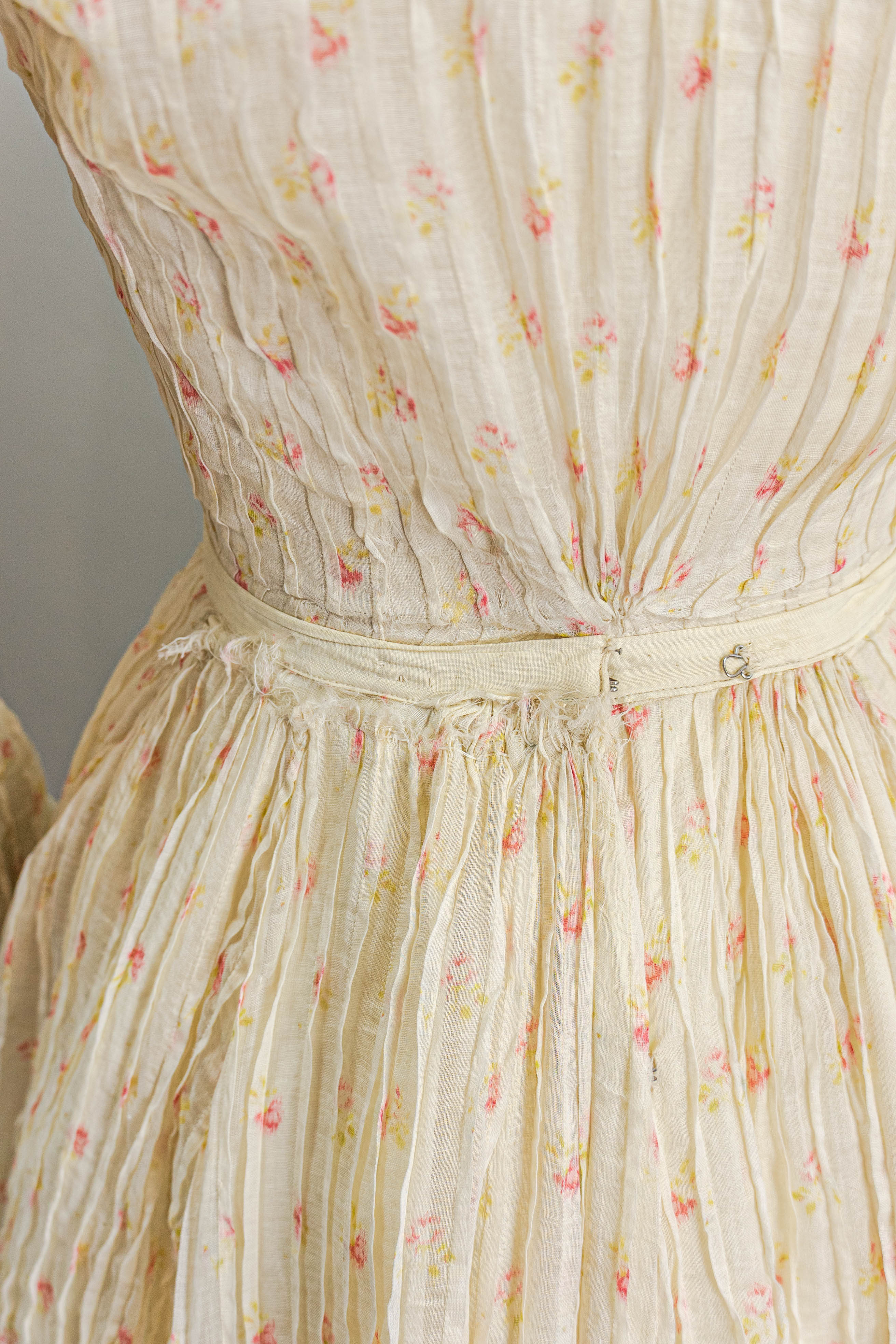 Edwardian Romantic Rose Printed Cotton Dress Pin-tucking - Image 5