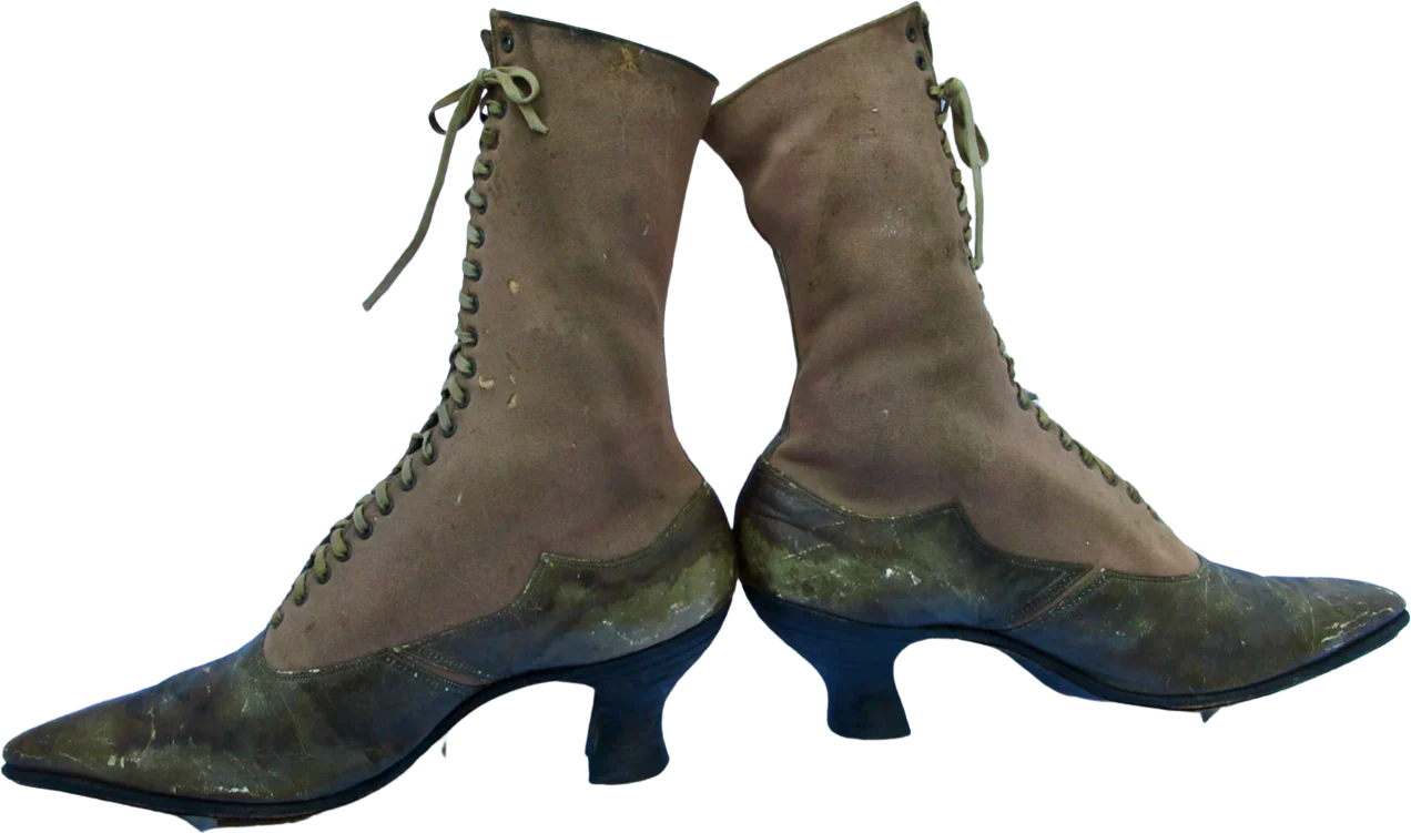 Edwardian/Victorian 2-tone Ladies' Boots For Study Display Restoration - Image 4