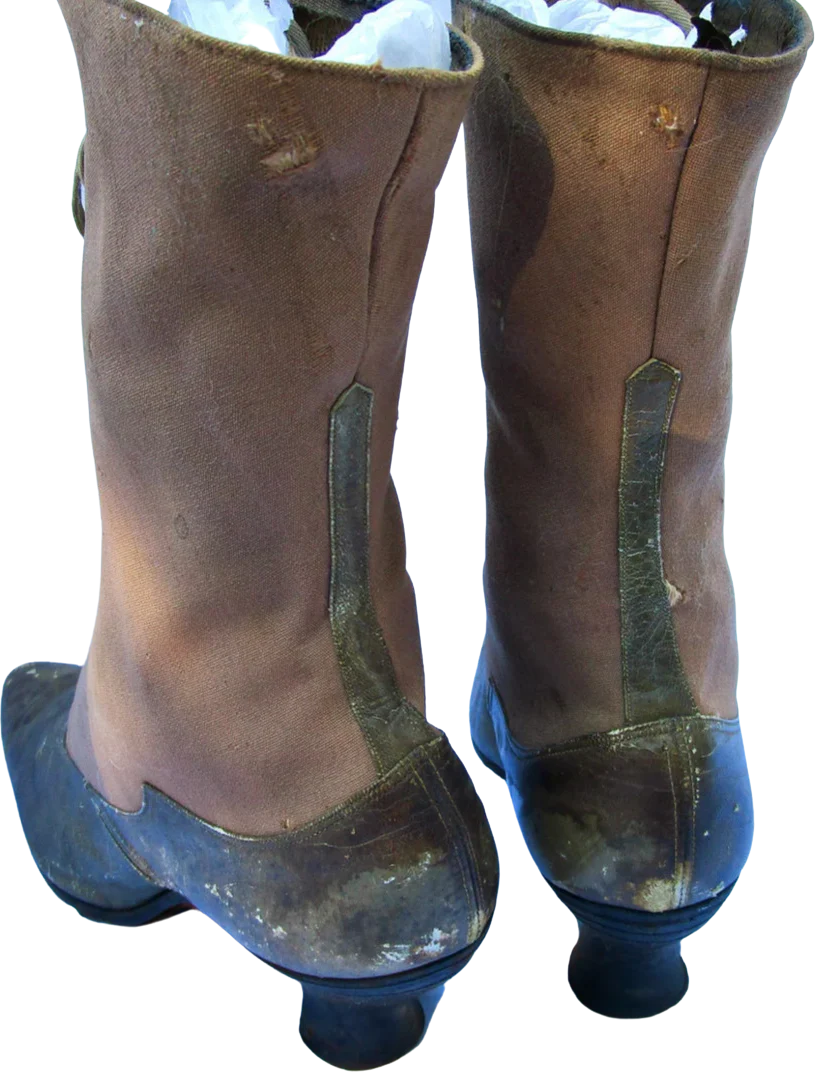 Edwardian/Victorian 2-tone Ladies' Boots For Study Display Restoration - Image 6
