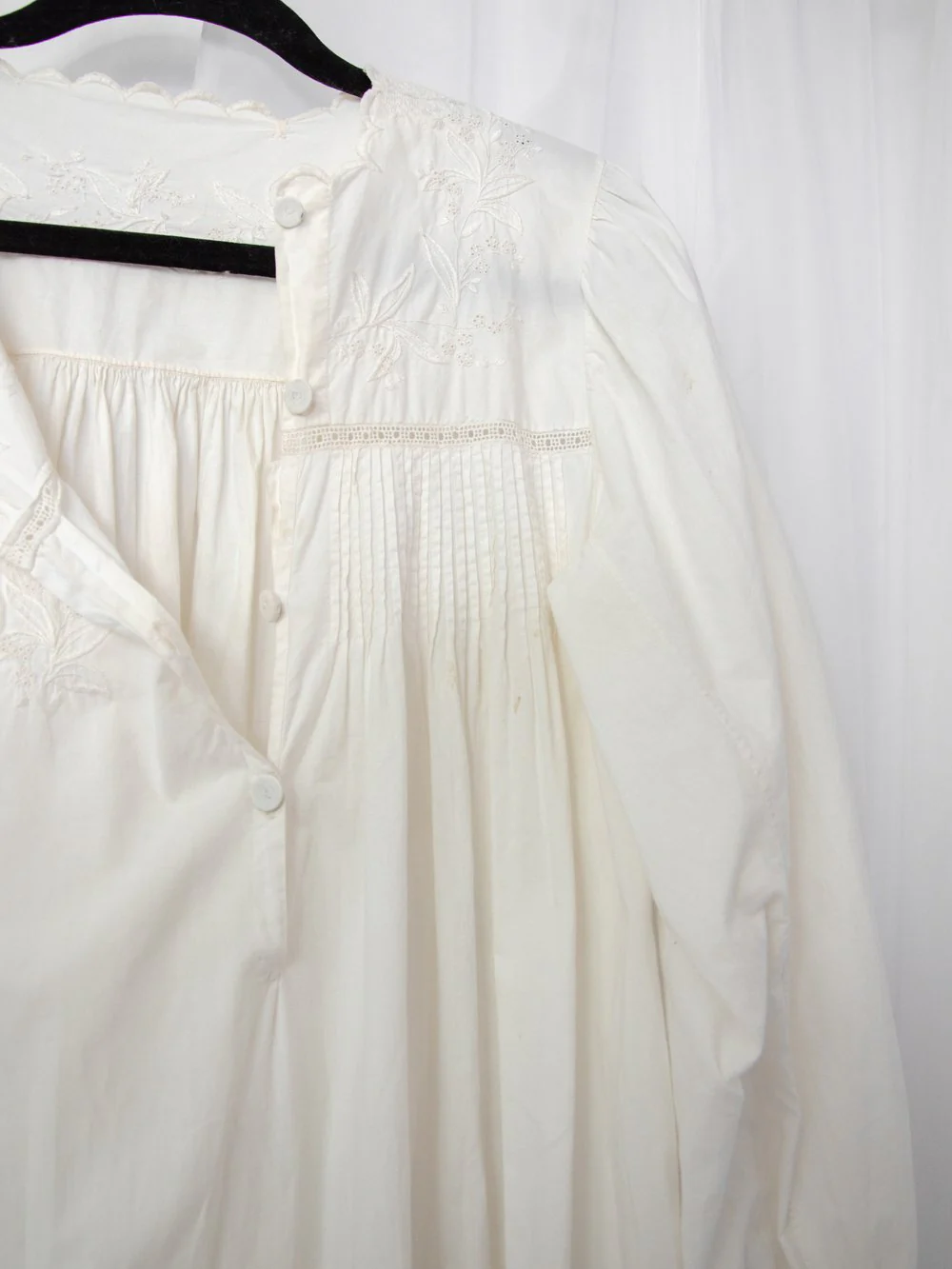 Edwardian/Victorian Cotton Dress Antique Nightgown - Image 8