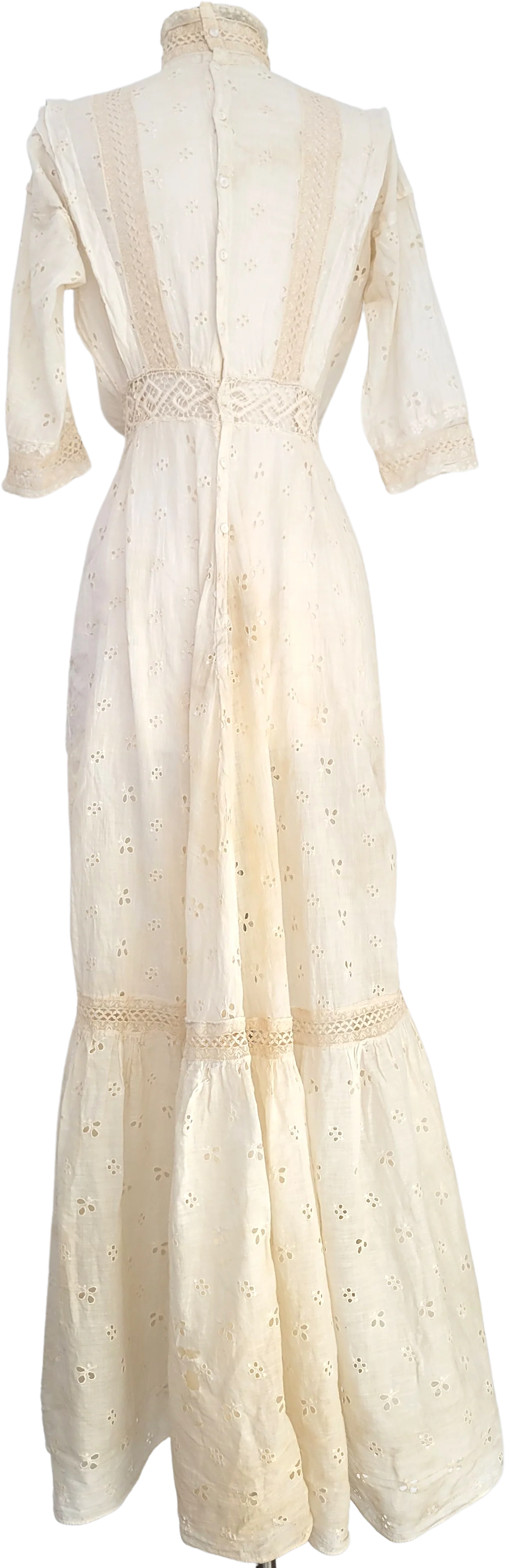 Edwardian Vintage Monobosom Maxi Dress Lace Embroidery - Image 2