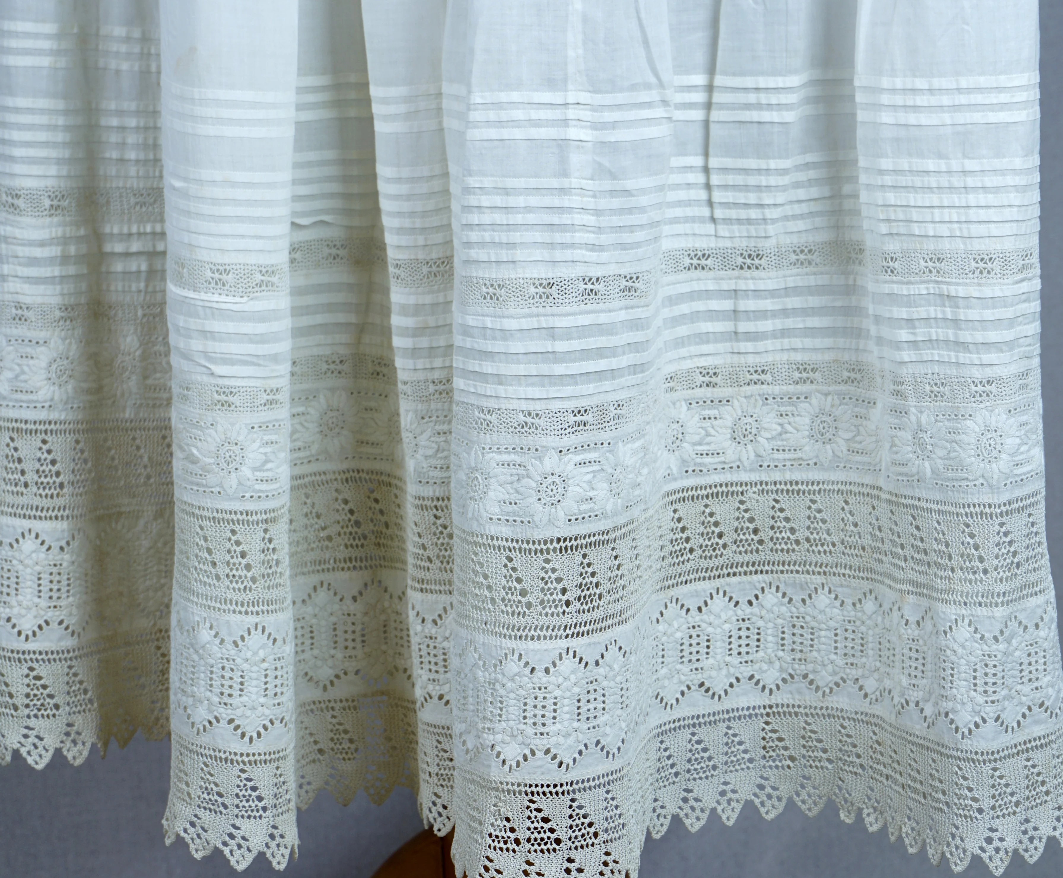 Edwardian White Petticoat With Broderie Anglais Eyelet Trim - Image 4