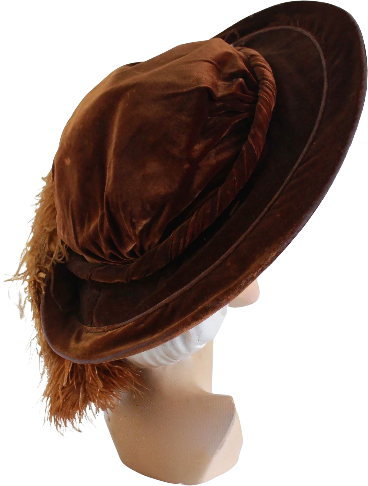 Edwardian Wide Brim Brown Velvet Merry Widow Picture Merry Widow Hat