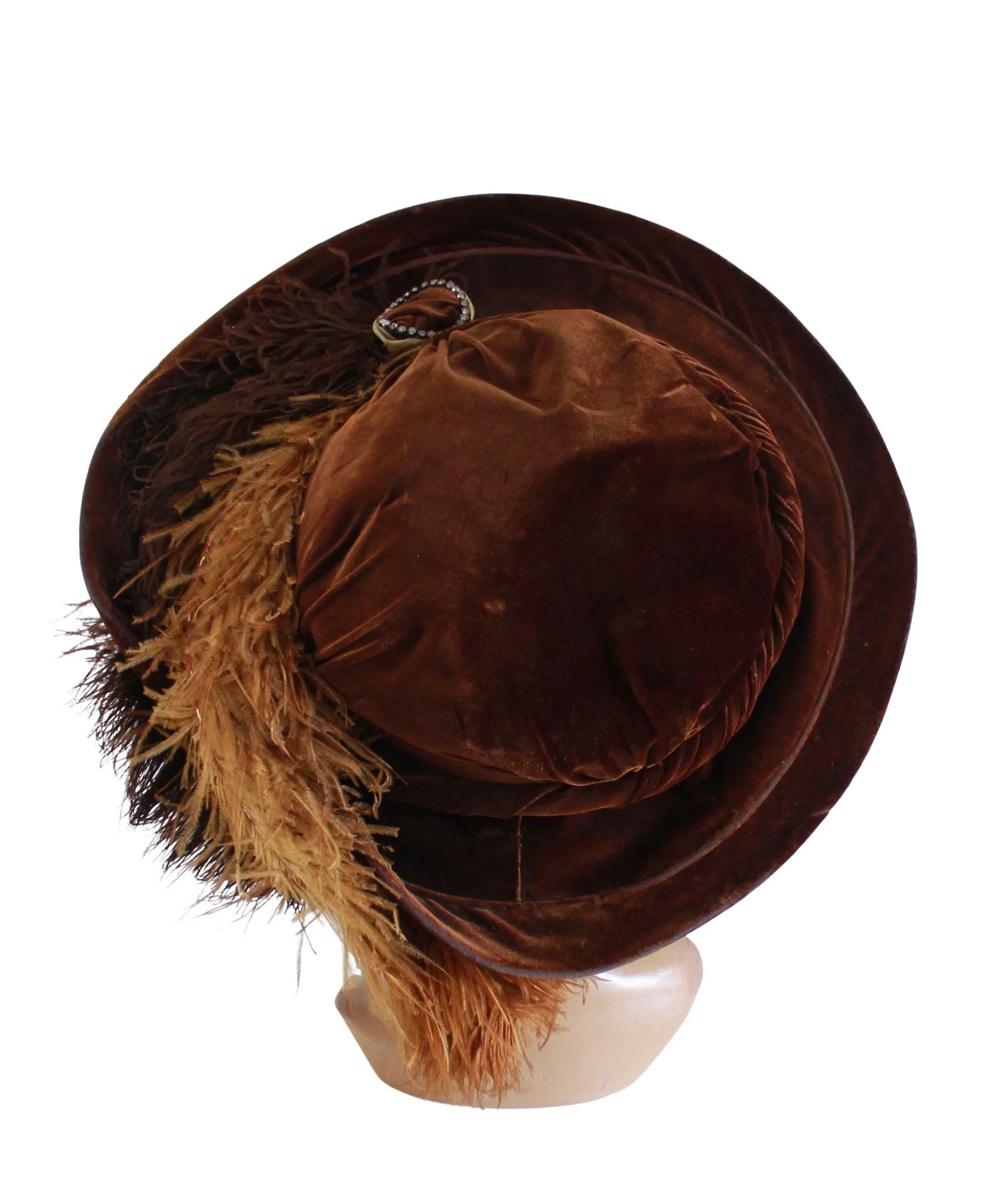 Edwardian Wide Brim Brown Velvet Merry Widow Picture Merry Widow Hat - Image 2