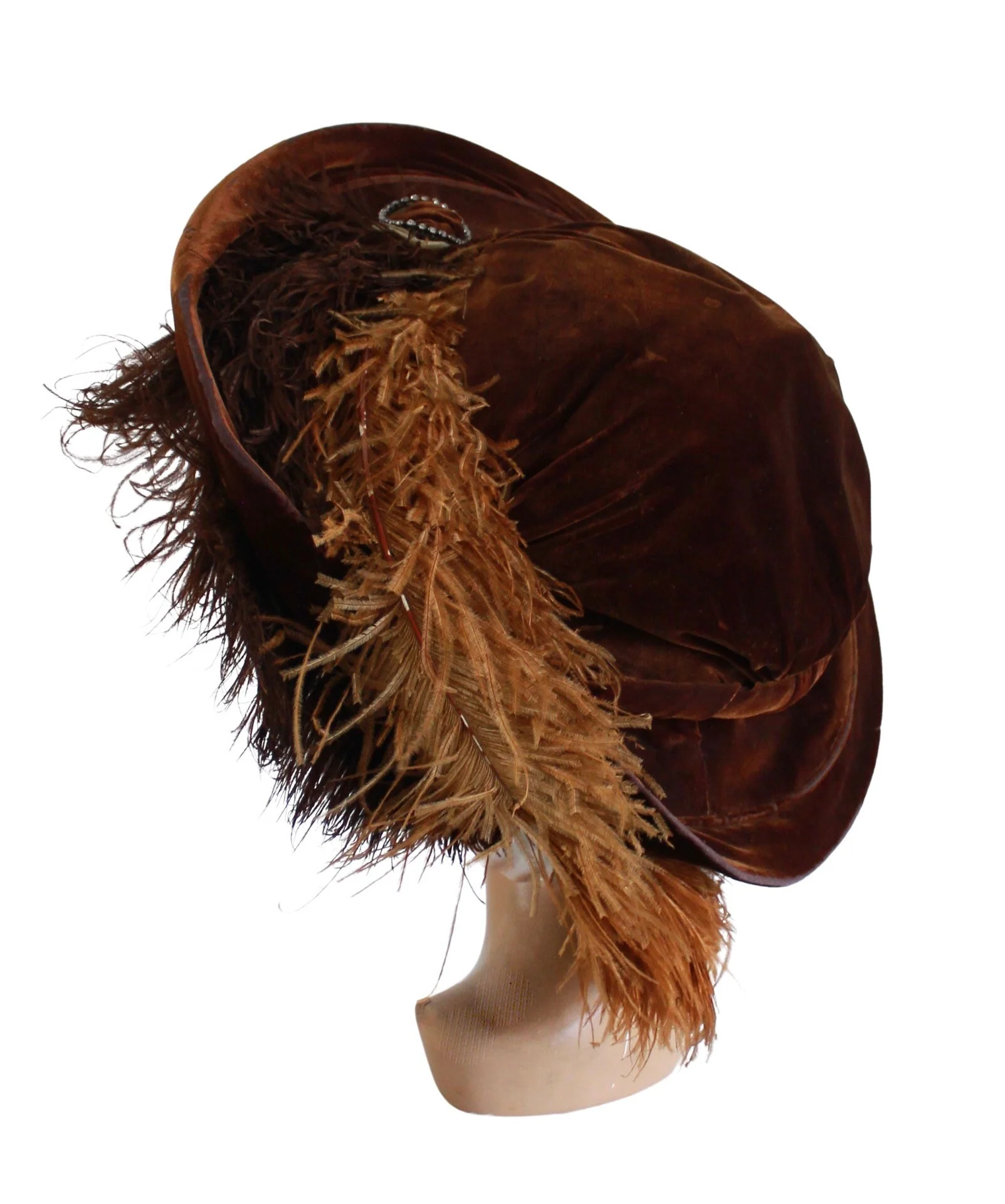 Edwardian Wide Brim Brown Velvet Merry Widow Picture Merry Widow Hat - Image 8