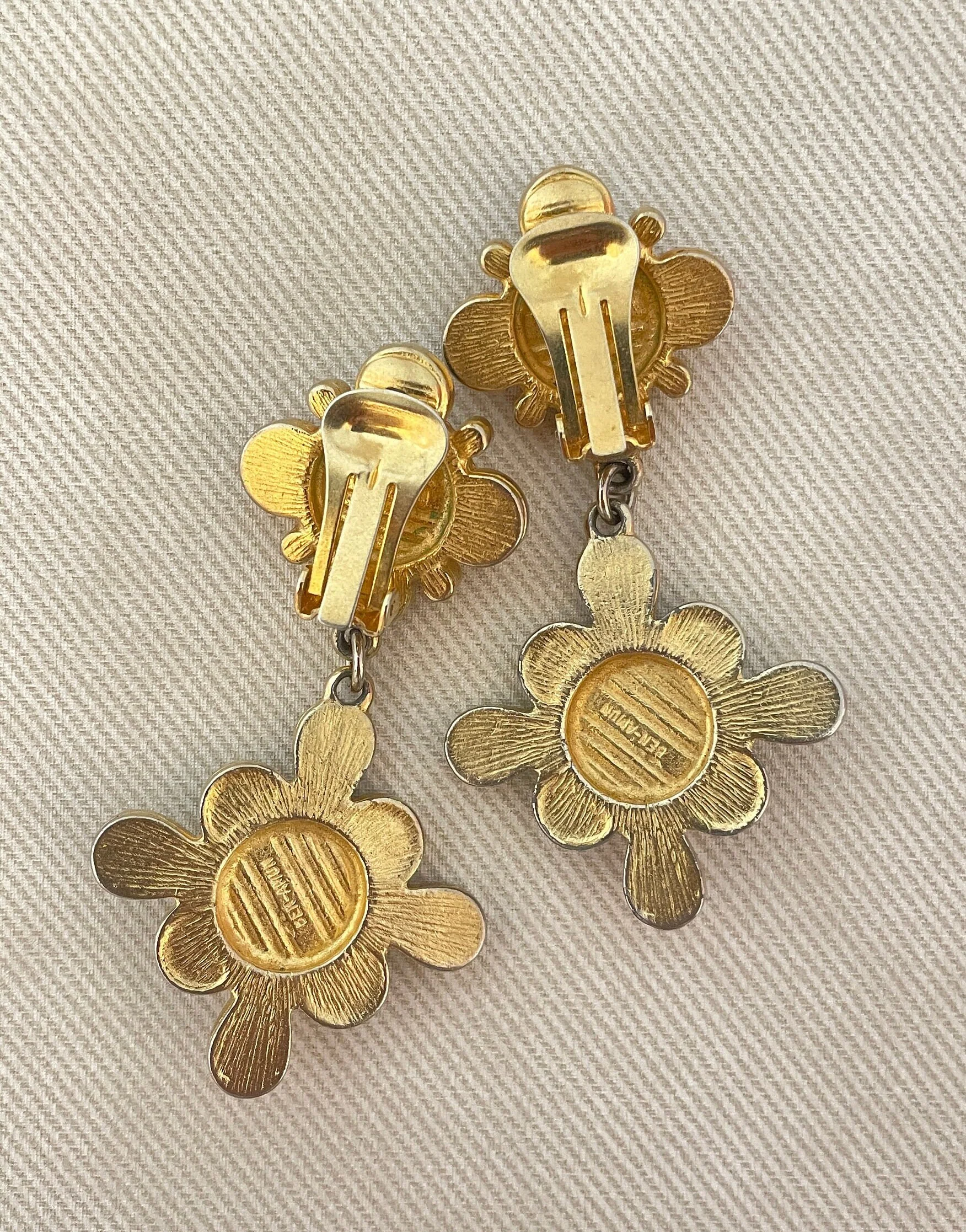 Egyptian Revival Signed Clip On Statement Earrings by Ben Amun - Image 4