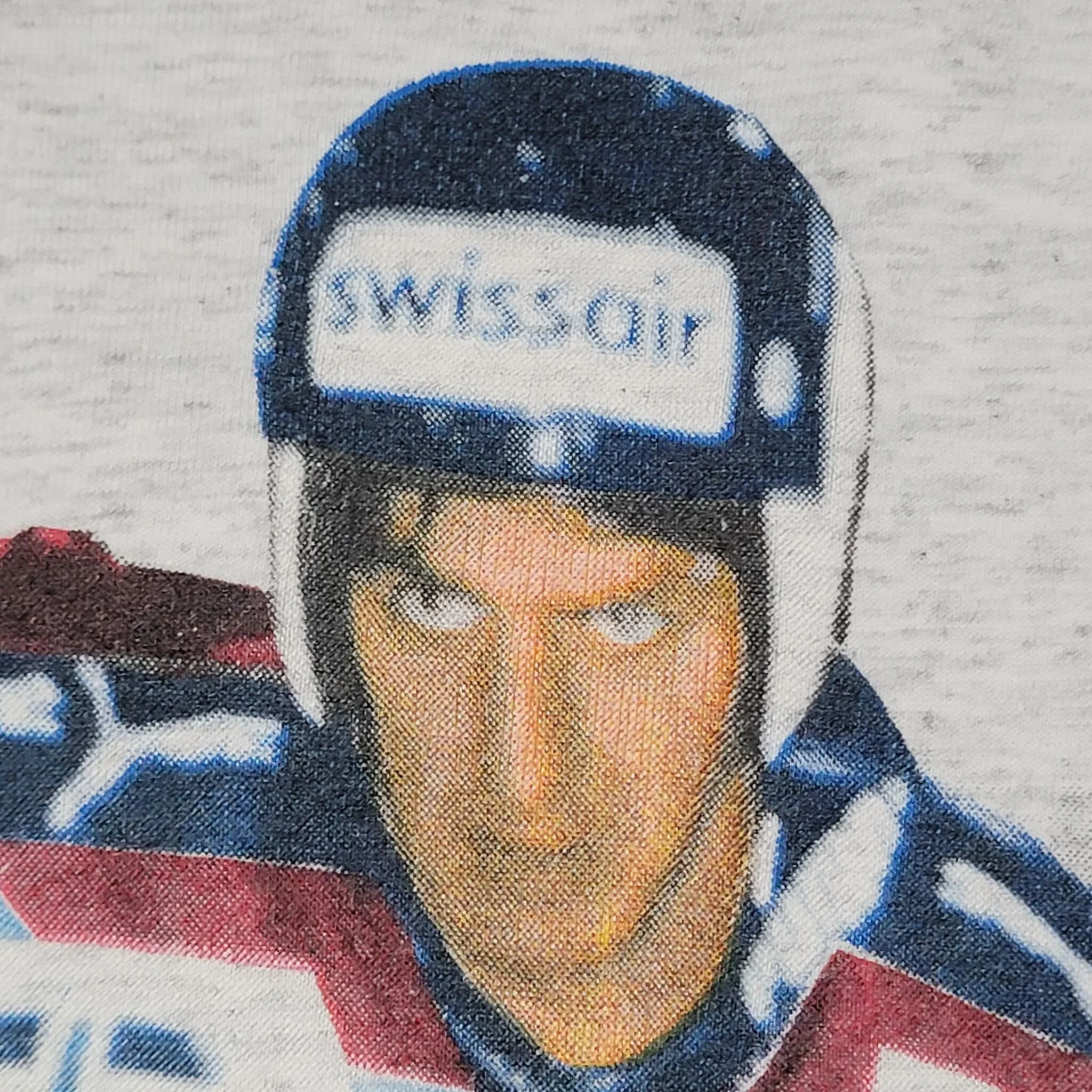 Ehc Kloten Switzerland Vintage 90s Felix Hollenstein T-Shirt Single Stitch Bulletin Athletics Heather Gray Size Large - Image 4