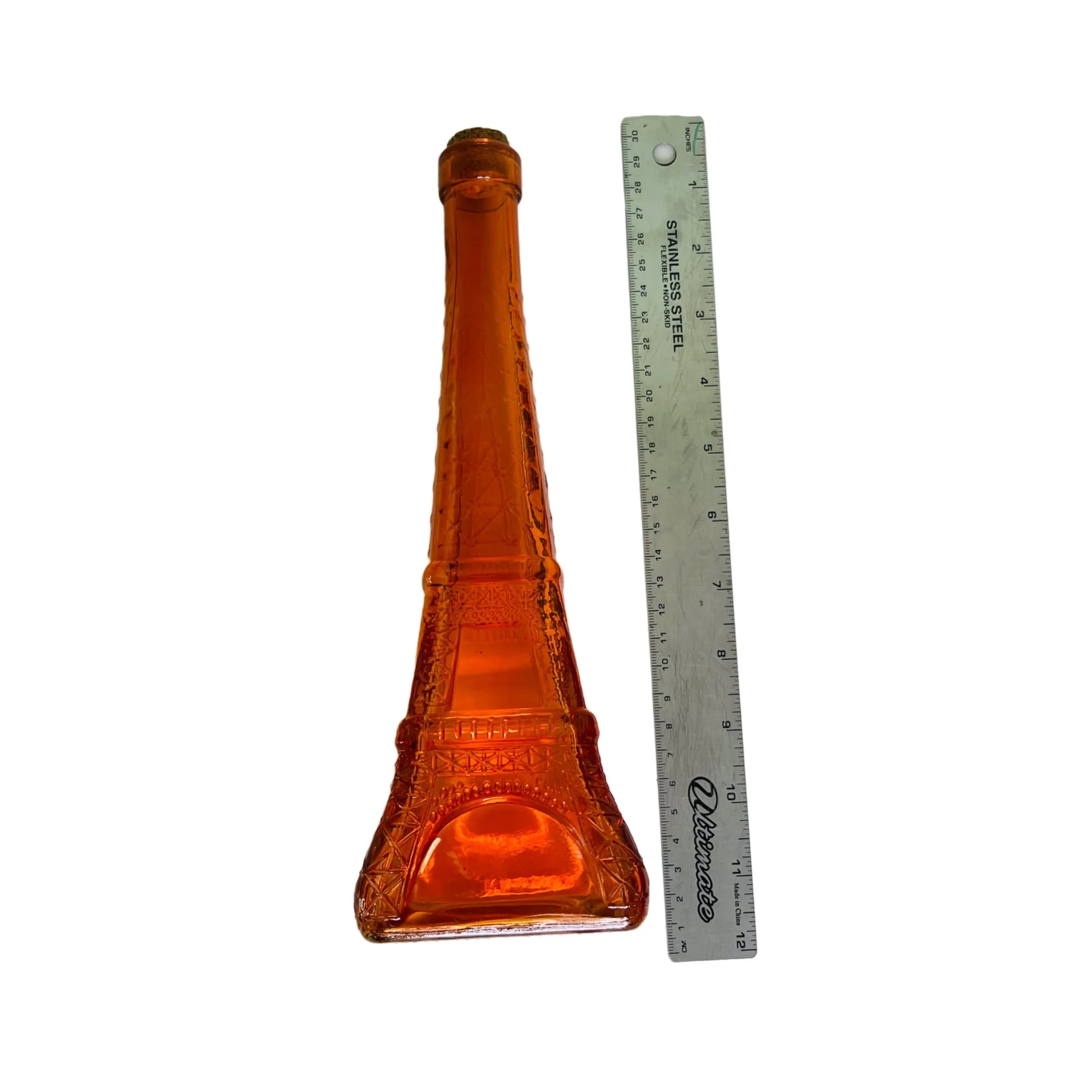 Eiffel Tower Bottle Glass Decanter W Cork Liquor - Image 4