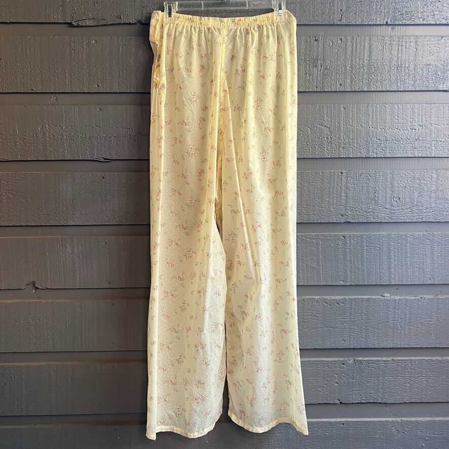 50s Yellow Floral Nylon Pajamas Top Bottom Set 16/36 By Elaine Sklar - Image 10