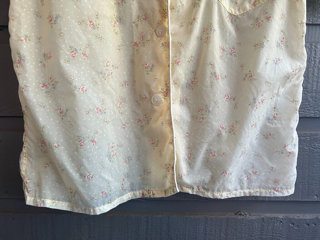 50s Yellow Floral Nylon Pajamas Top Bottom Set 16/36 By Elaine Sklar - Image 6