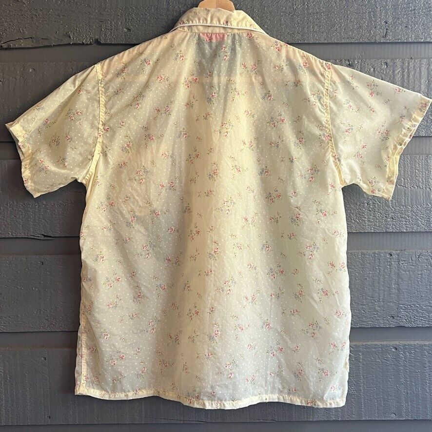 50s Yellow Floral Nylon Pajamas Top Bottom Set 16/36 By Elaine Sklar - Image 7