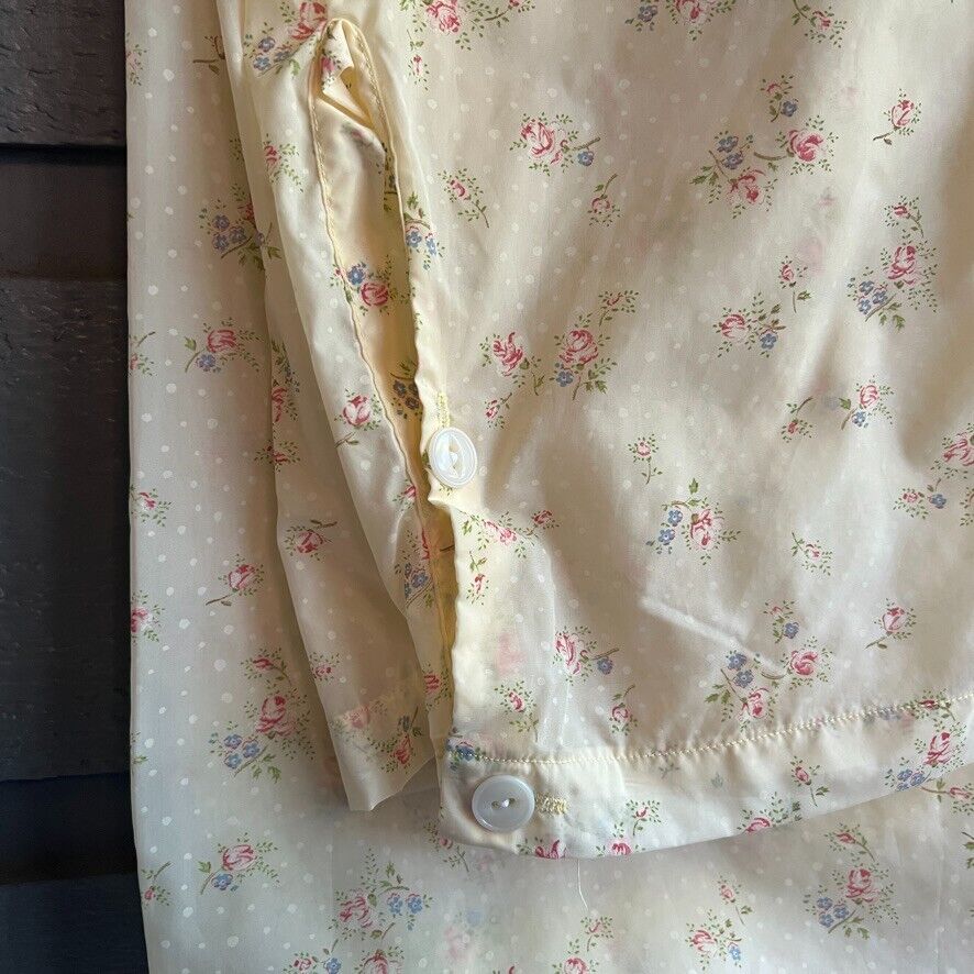50s Yellow Floral Nylon Pajamas Top Bottom Set 16/36 By Elaine Sklar - Image 8