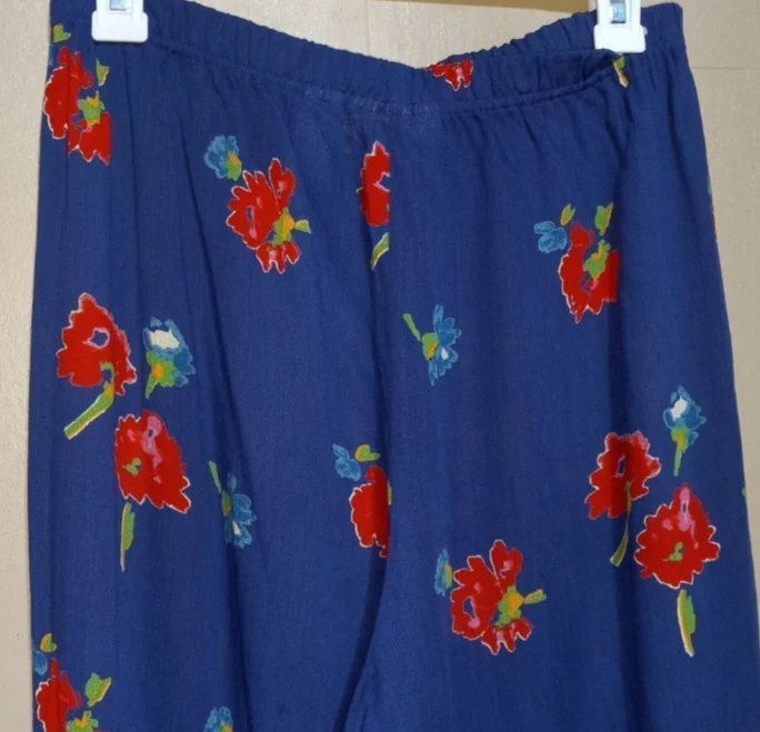 Elasticized Waist Royal Blue Rayon Pants - Image 4