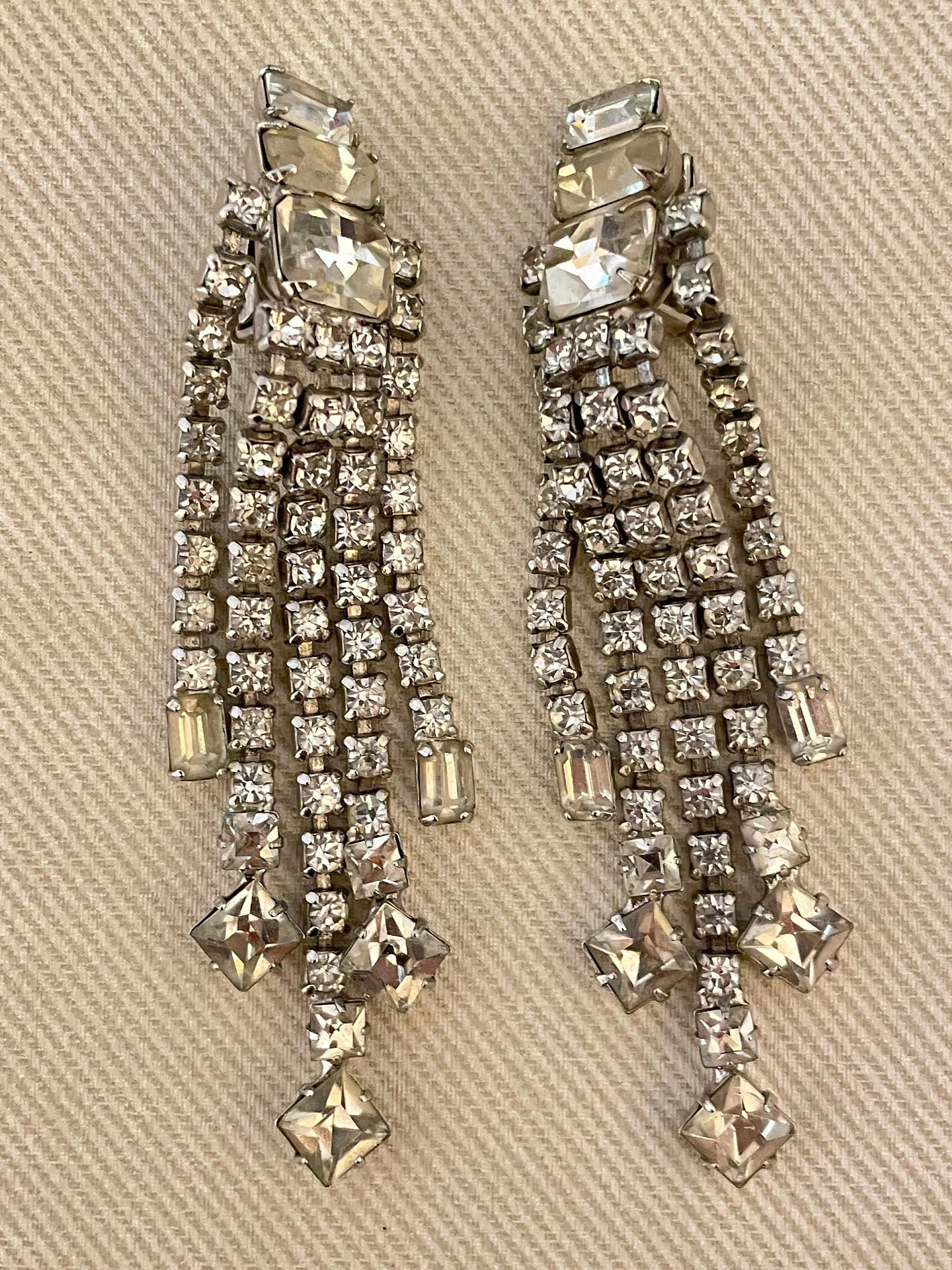 Elegant Diamante Chandelier Crystal Clip On Statement Earrings - Image 4