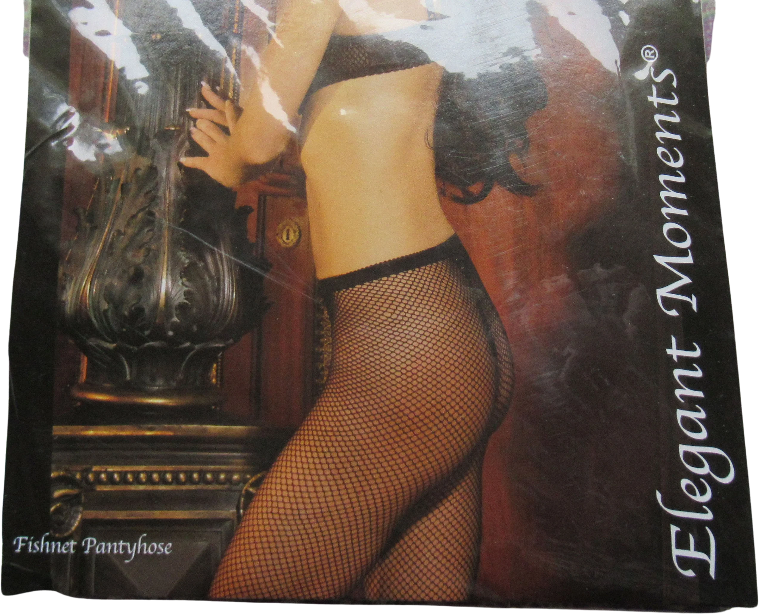 Elegant Moments Fishnet Pantyhose Tights New In Package Style 1733 Black Made In Taiwan 100% Nylon Vintage