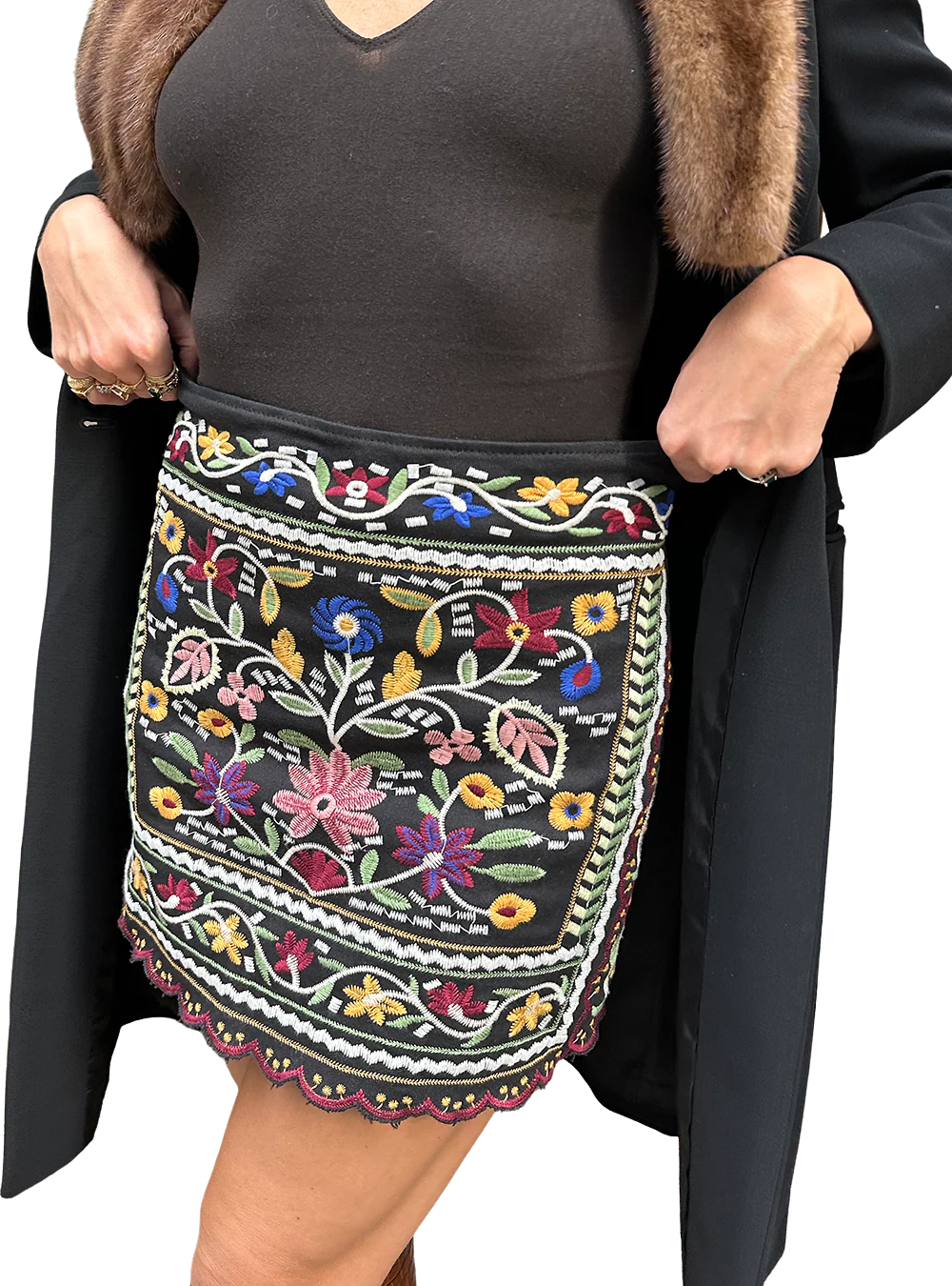 Embroidered Folk Print Miniskirt (xs-m) - Image 2