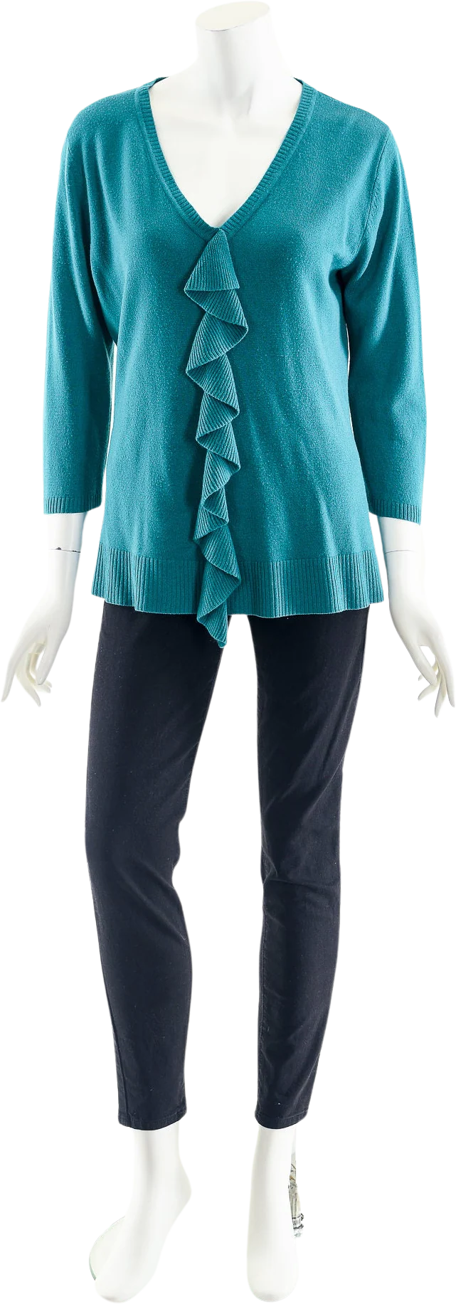 Emerald Green Ruffled Knit Sweater