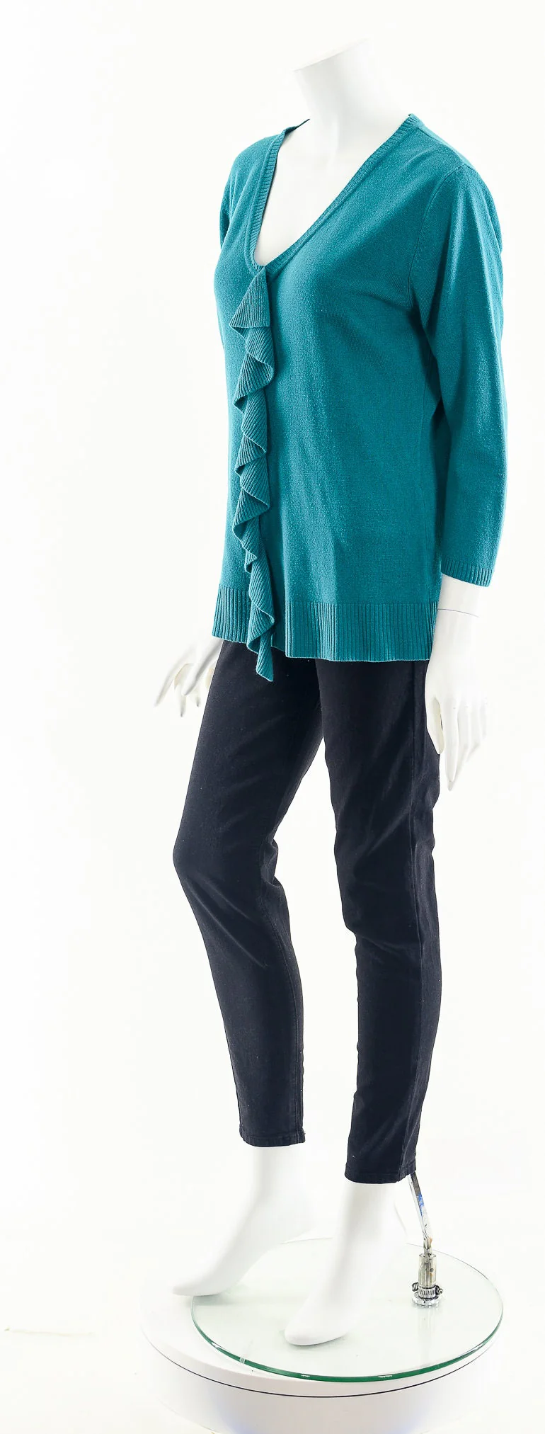 Emerald Green Ruffled Knit Sweater - Image 10
