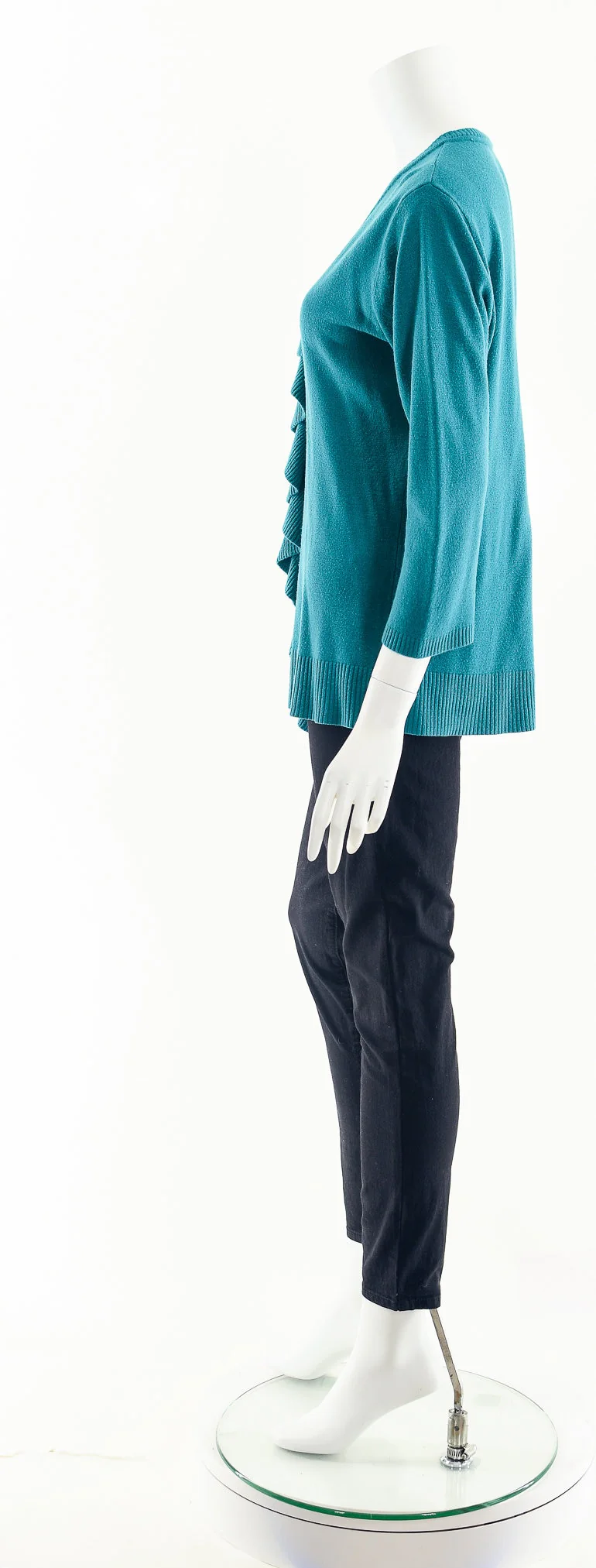 Emerald Green Ruffled Knit Sweater - Image 9