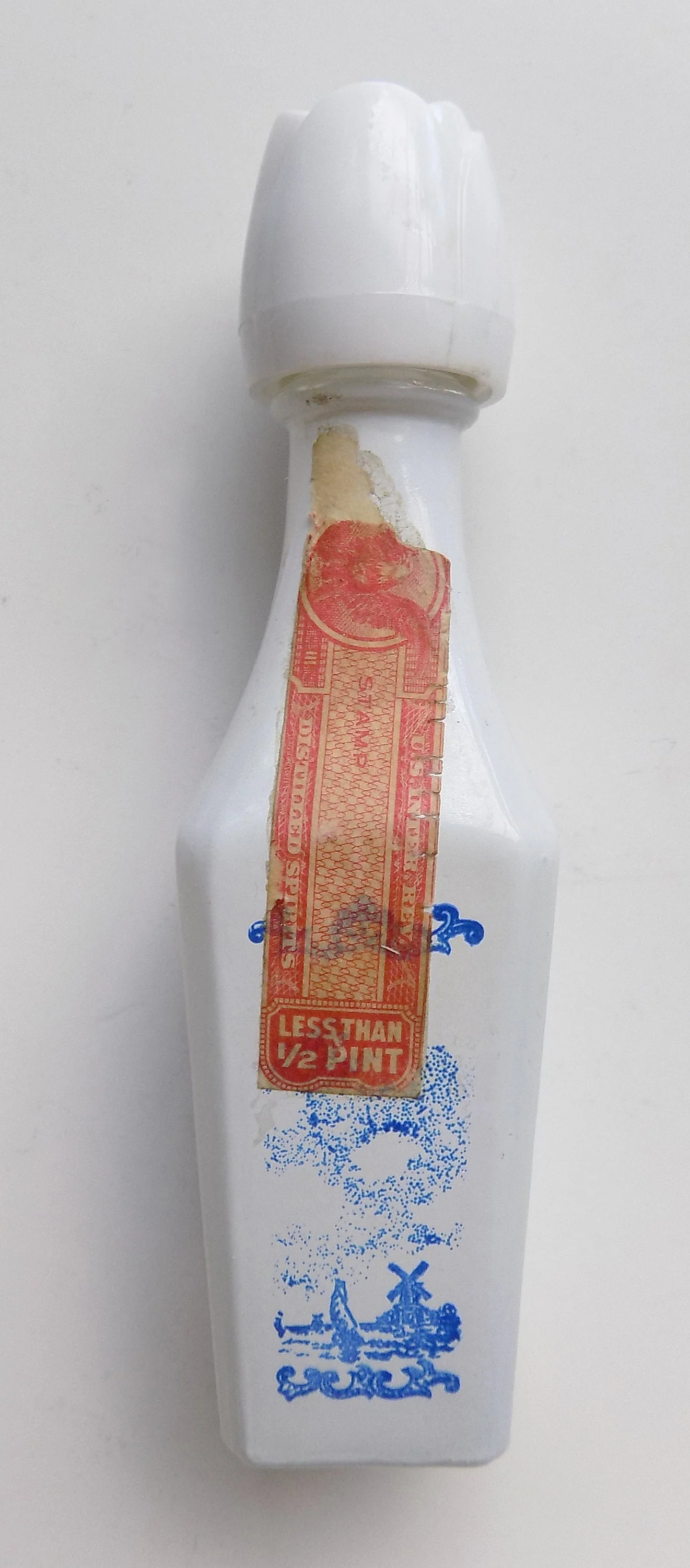 Empty Mid Century Miniature Glass Vandermint Liqueur Bottle Collectible Excise Import Label Mint Windmill Holland by Vandermint - Image 2