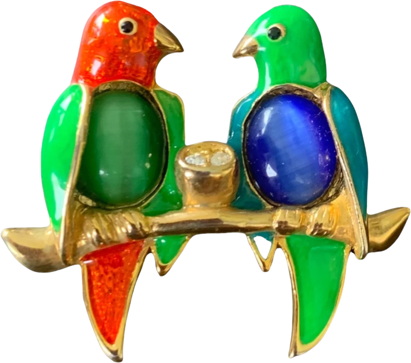 Enamel Jelly Belly Rhinestone Parrot Brooch