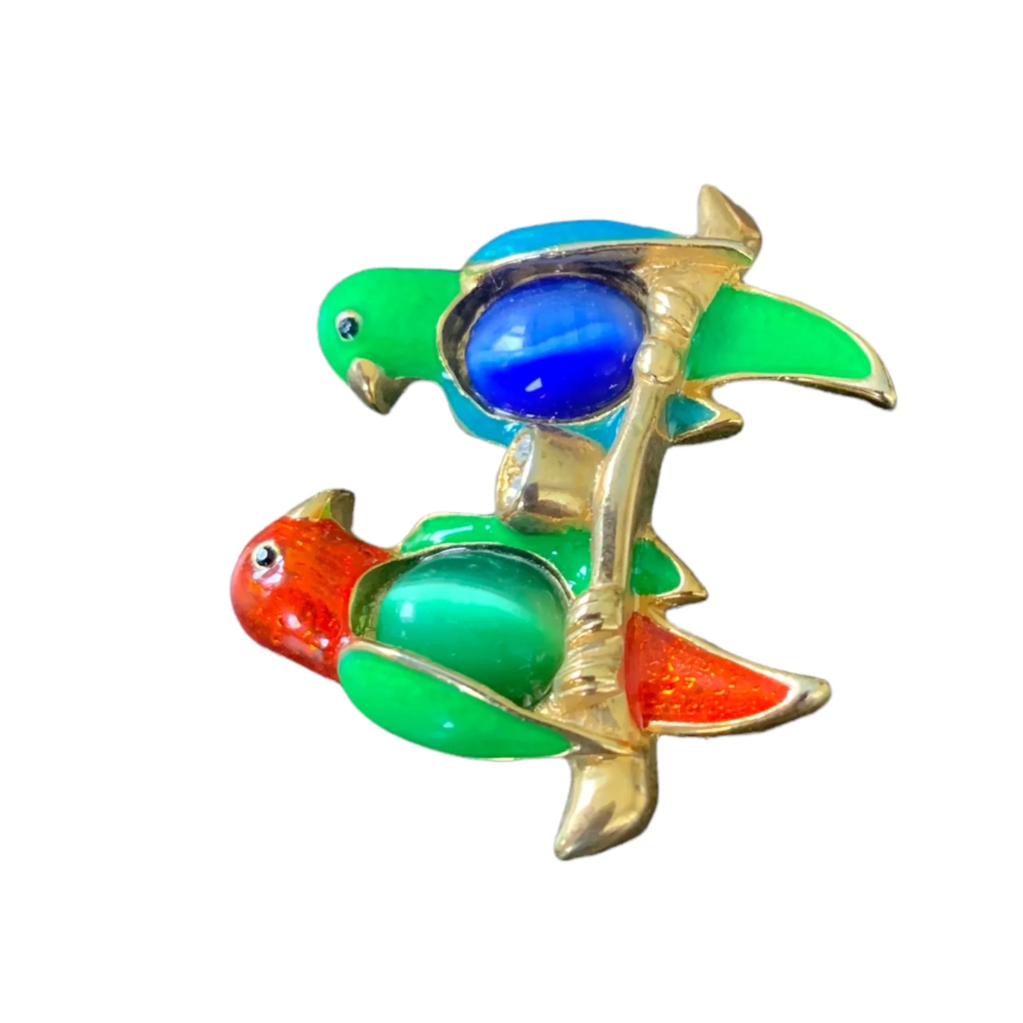 Enamel Jelly Belly Rhinestone Parrot Brooch - Image 4