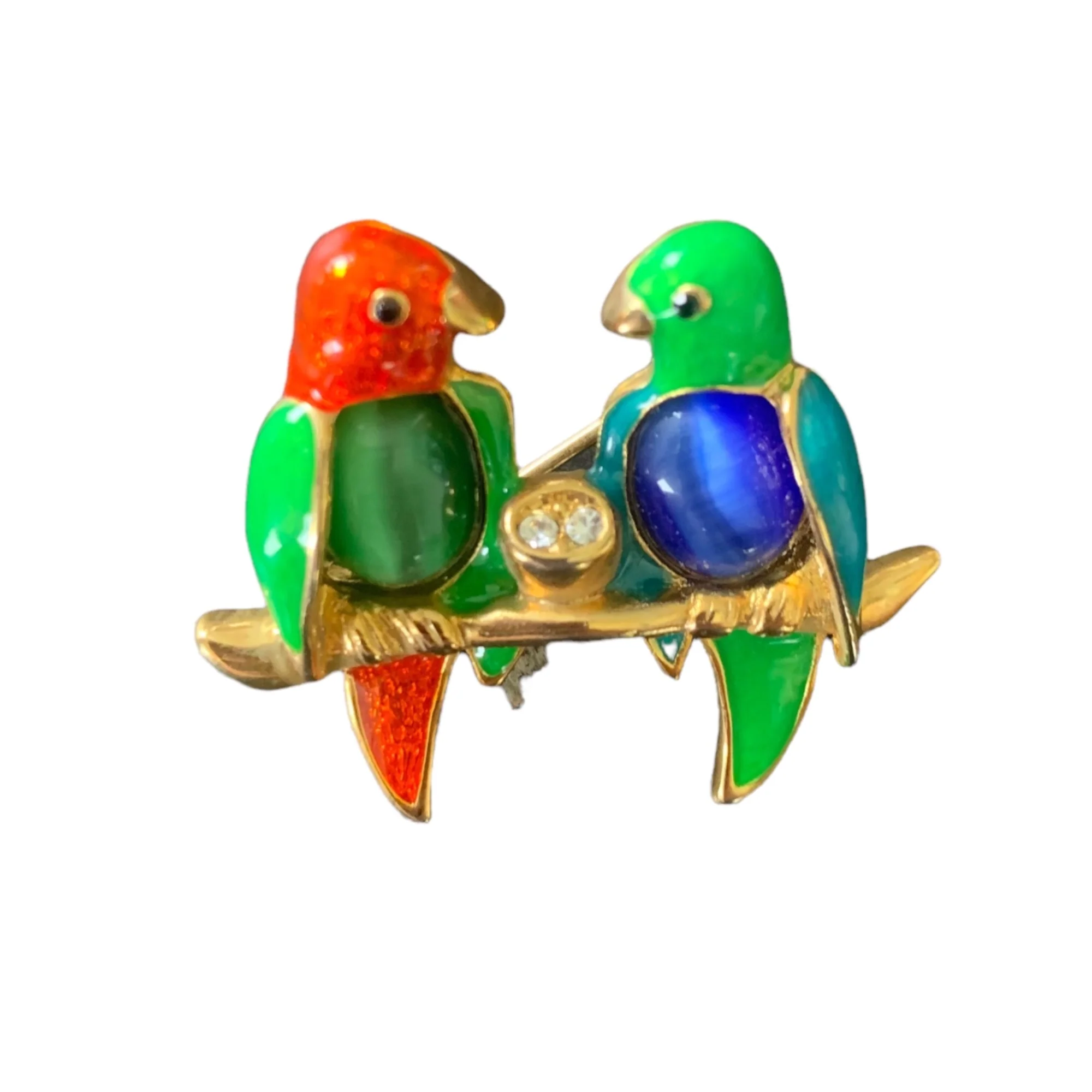 Enamel Jelly Belly Rhinestone Parrot Brooch - Image 5