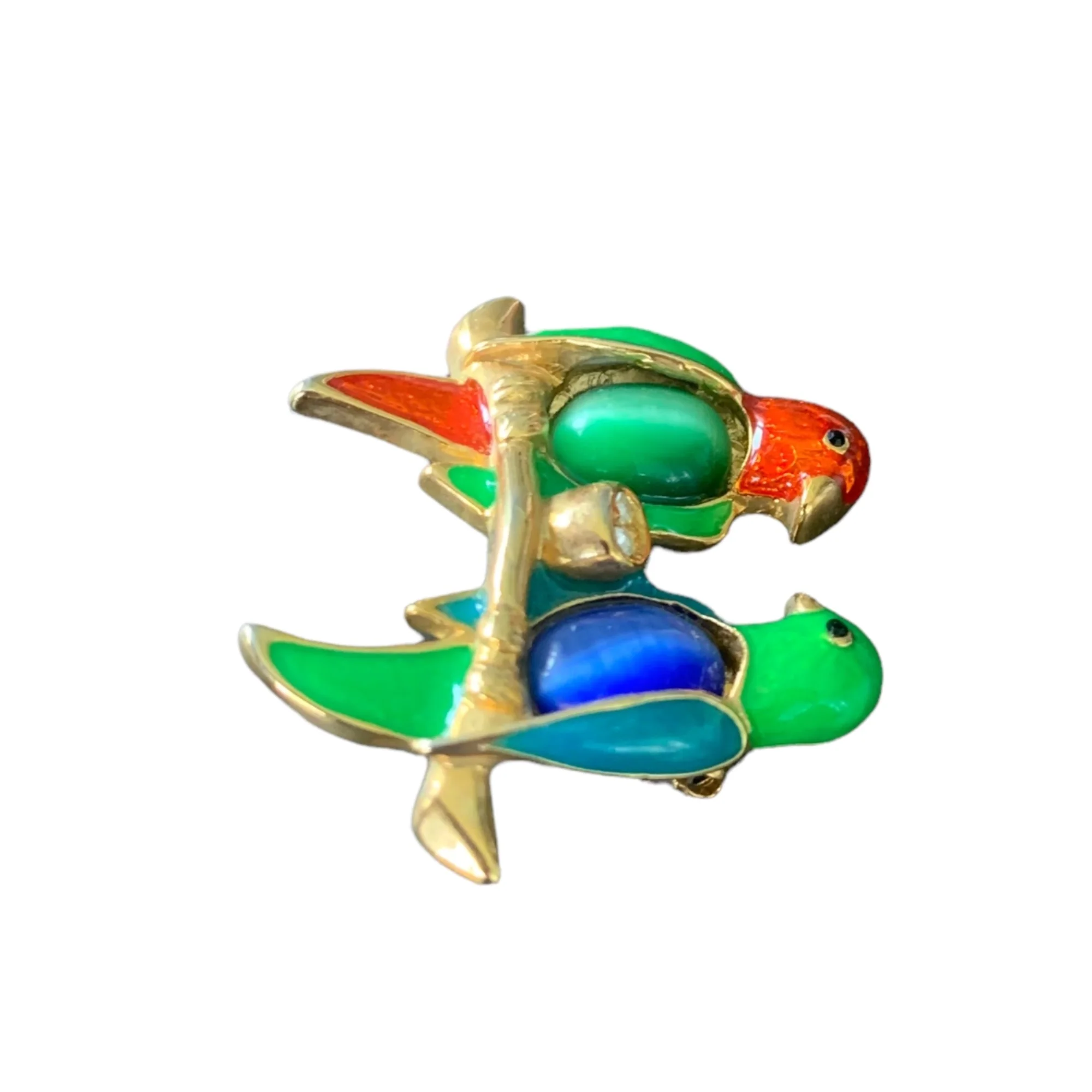 Enamel Jelly Belly Rhinestone Parrot Brooch - Image 6