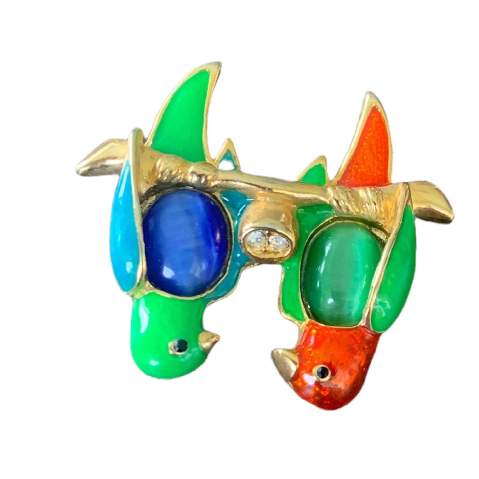 Enamel Jelly Belly Rhinestone Parrot Brooch - Image 7