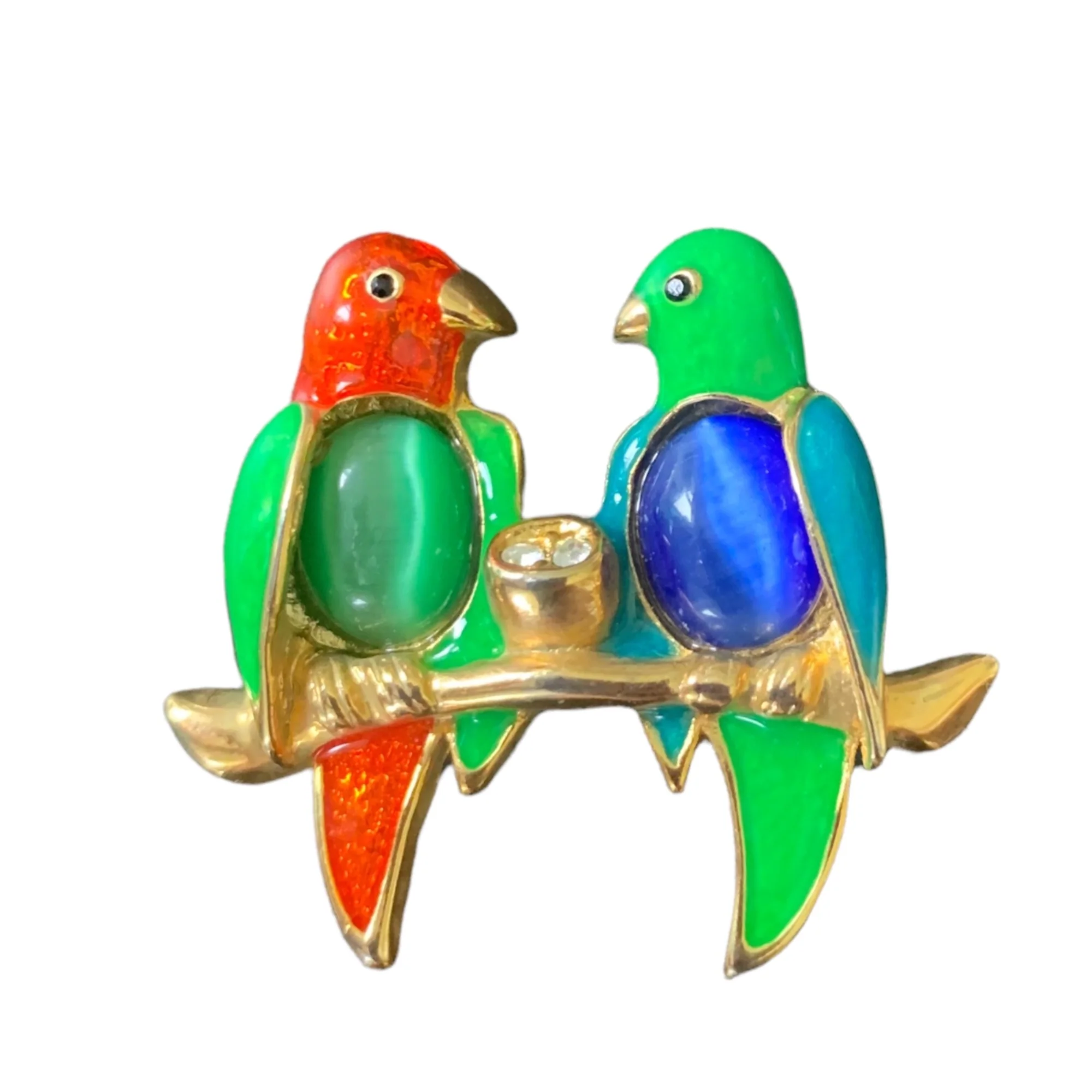 Enamel Jelly Belly Rhinestone Parrot Brooch - Image 8