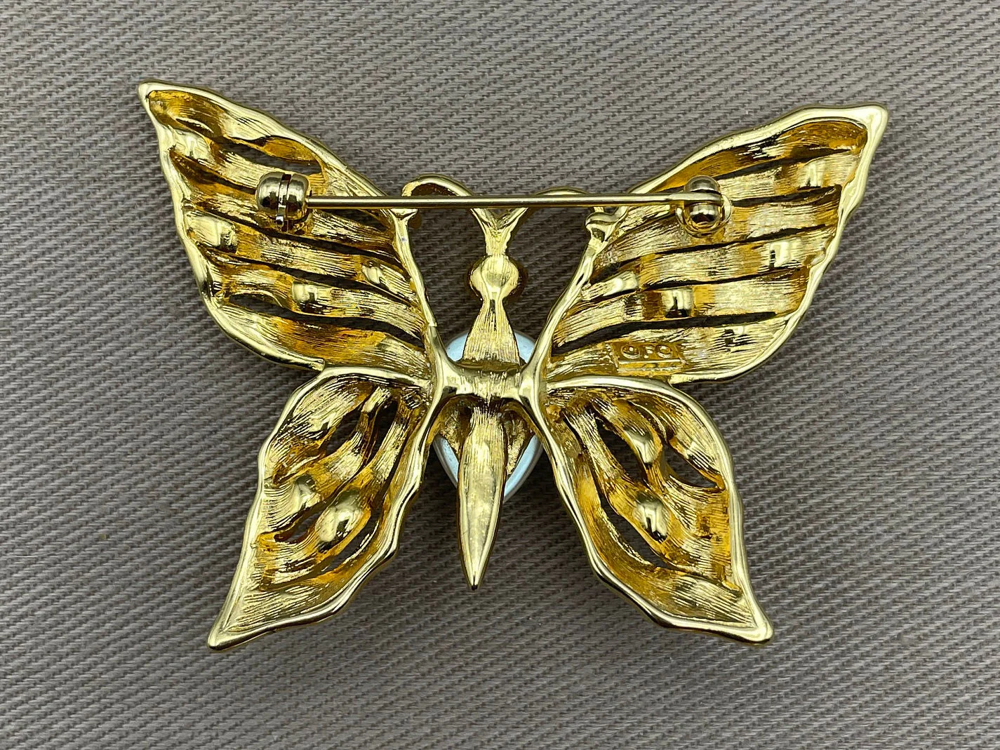 Enameled Butterfly Figural Brooch Pin Vintage Signed Jewelry Jelly Belly by FO - Image 4
