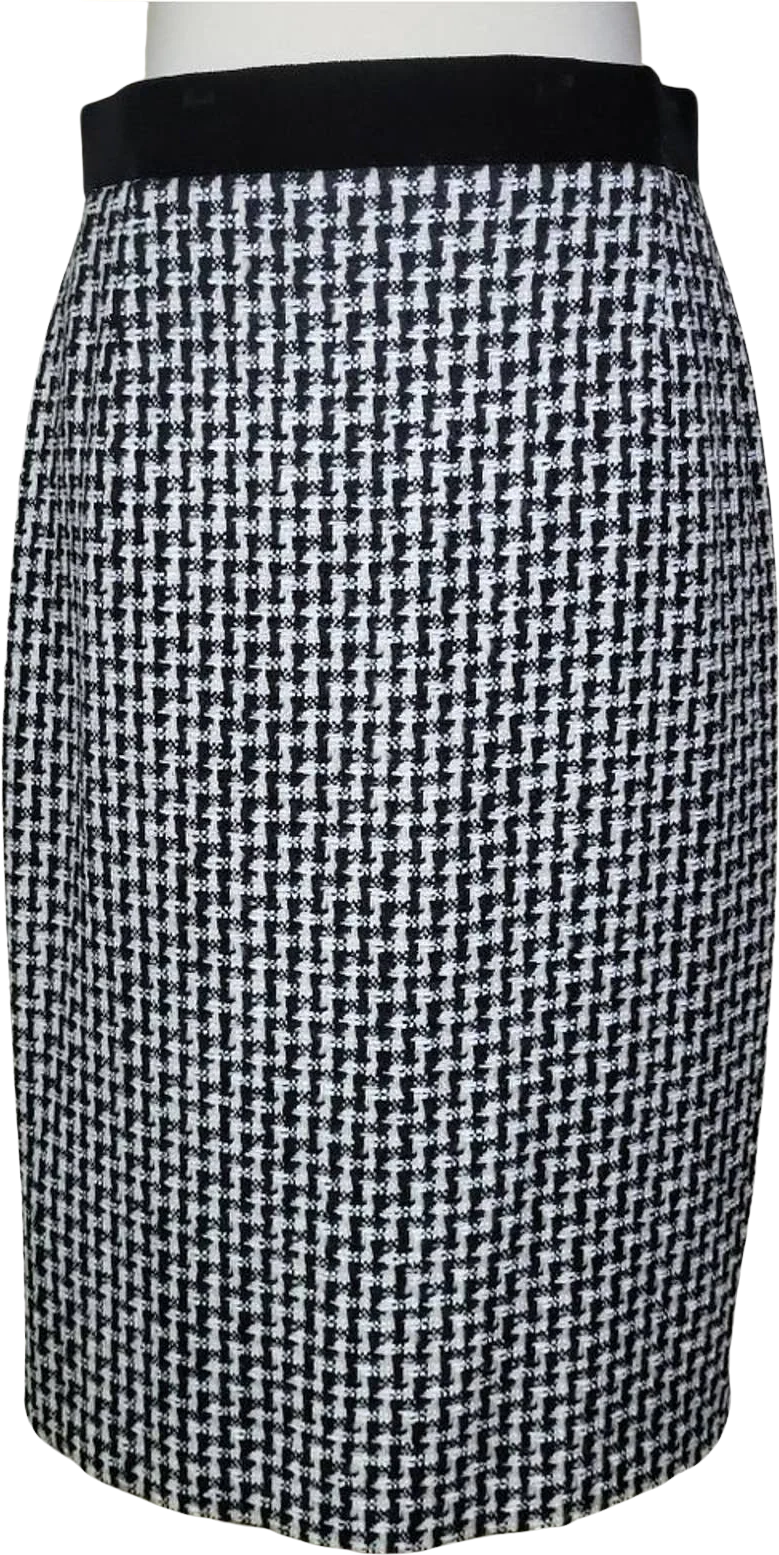 Escada Margaretha Ley Vintage Black and White Tweed Skirt with Gold Tone Buttons by Escada