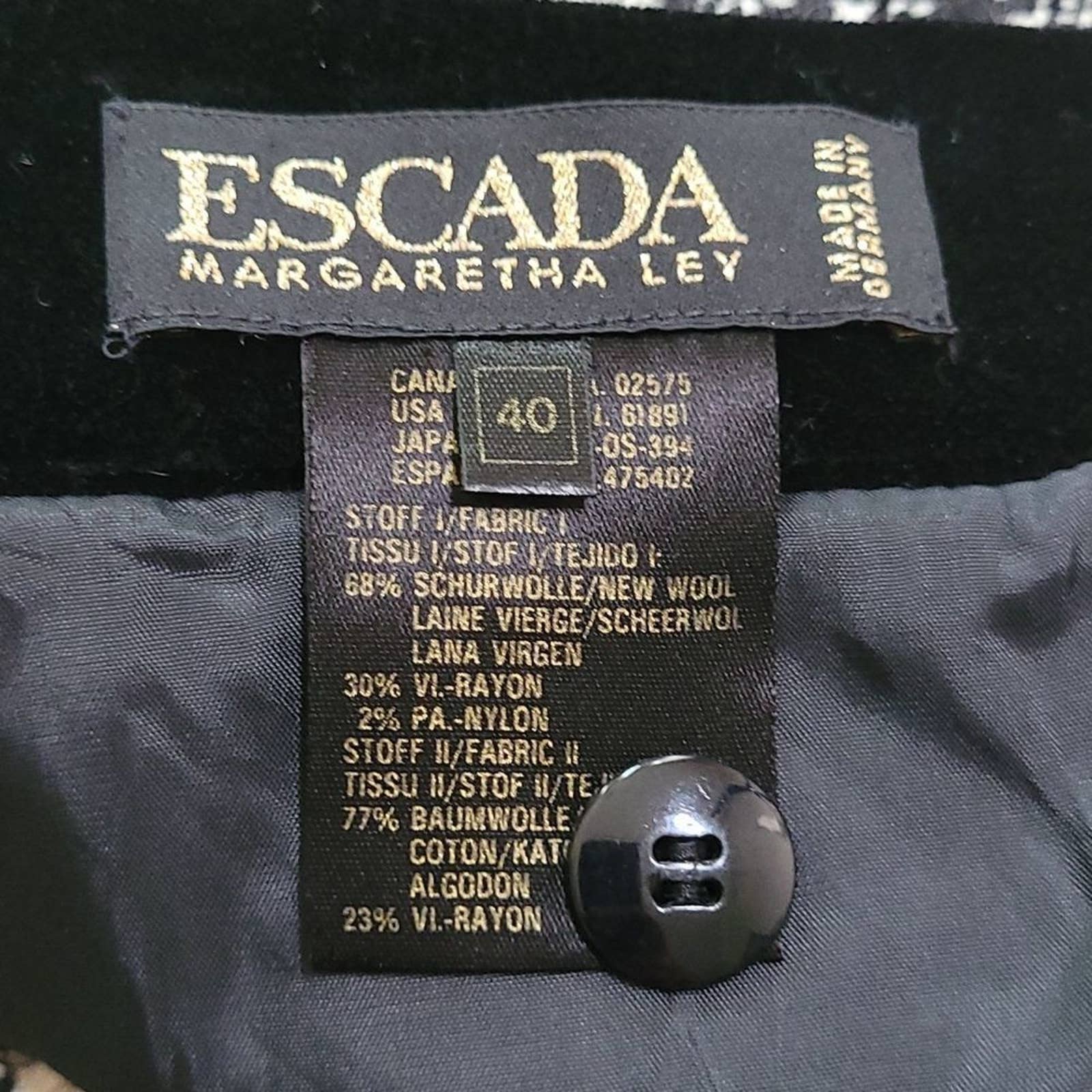 Escada Margaretha Ley Vintage Black and White Tweed Skirt with Gold Tone Buttons by Escada - Image 4