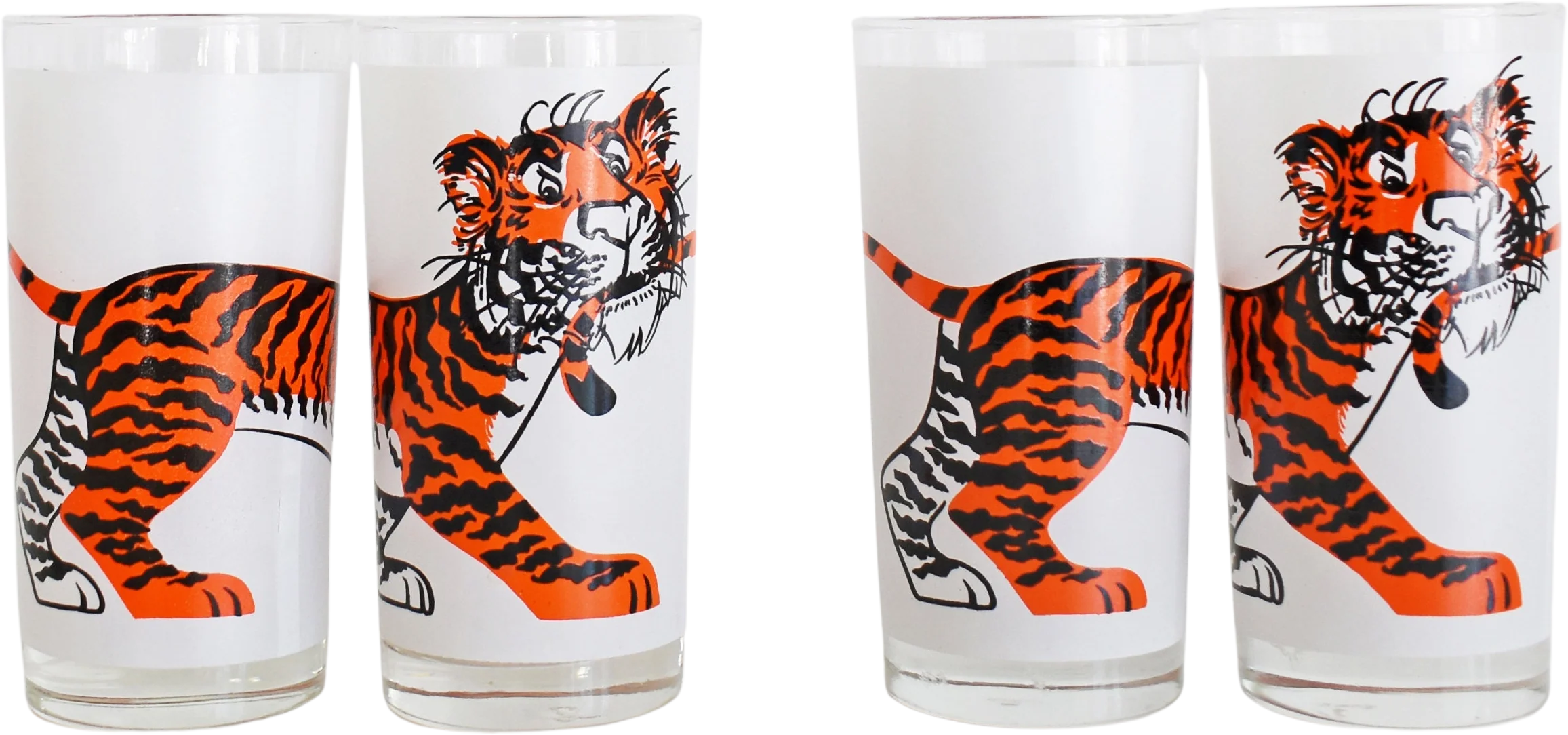 Esso Tiger Glasses Vintage 60s "put a Tiger In Your Tank" Set of Four Tumblers, Mid Century Modern Glasses, Retro Exxon Advertising