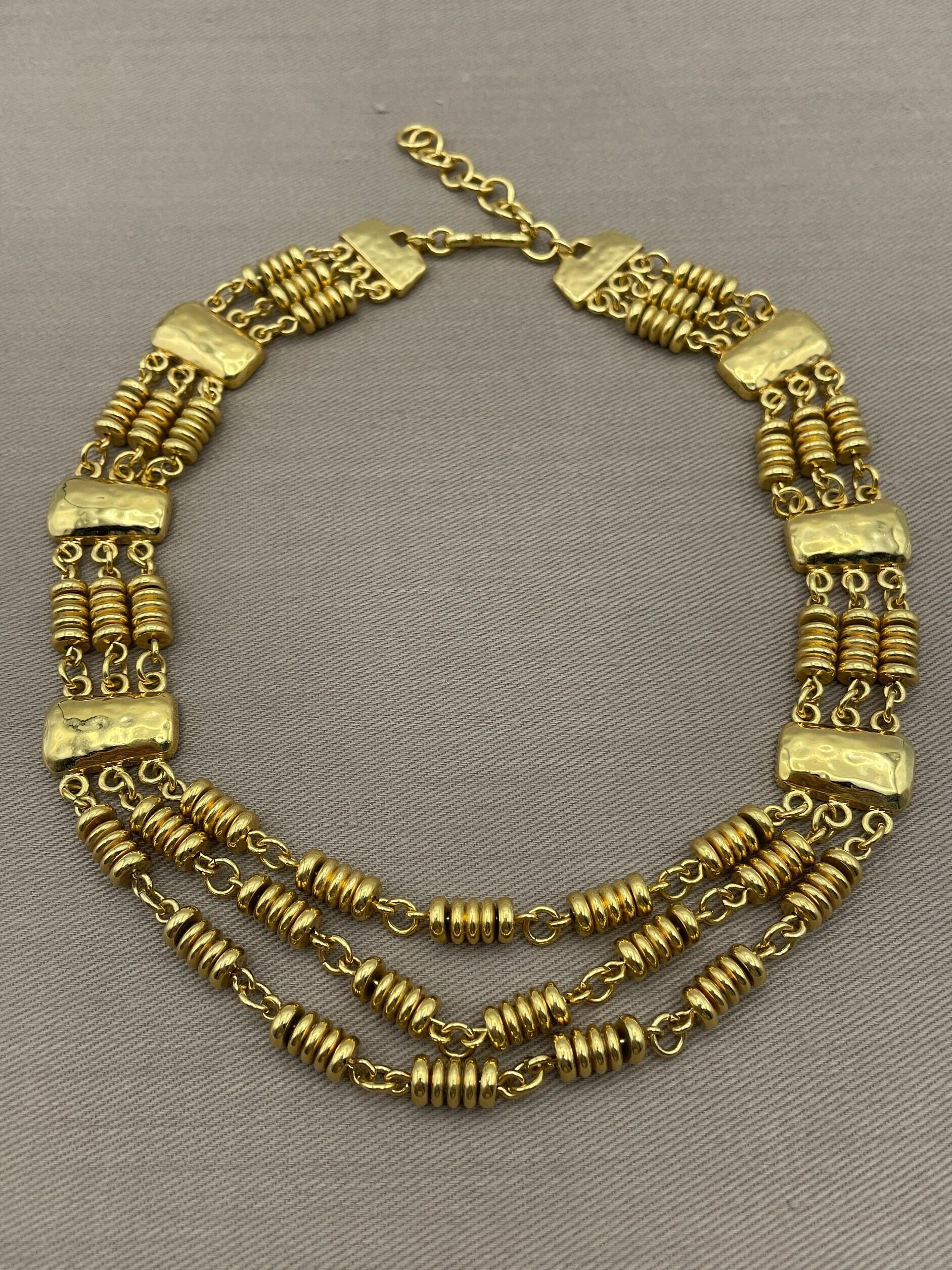 Etruscan Monet Byzantine Hammered Gold Tone Vintage Choker by Monet - Image 2