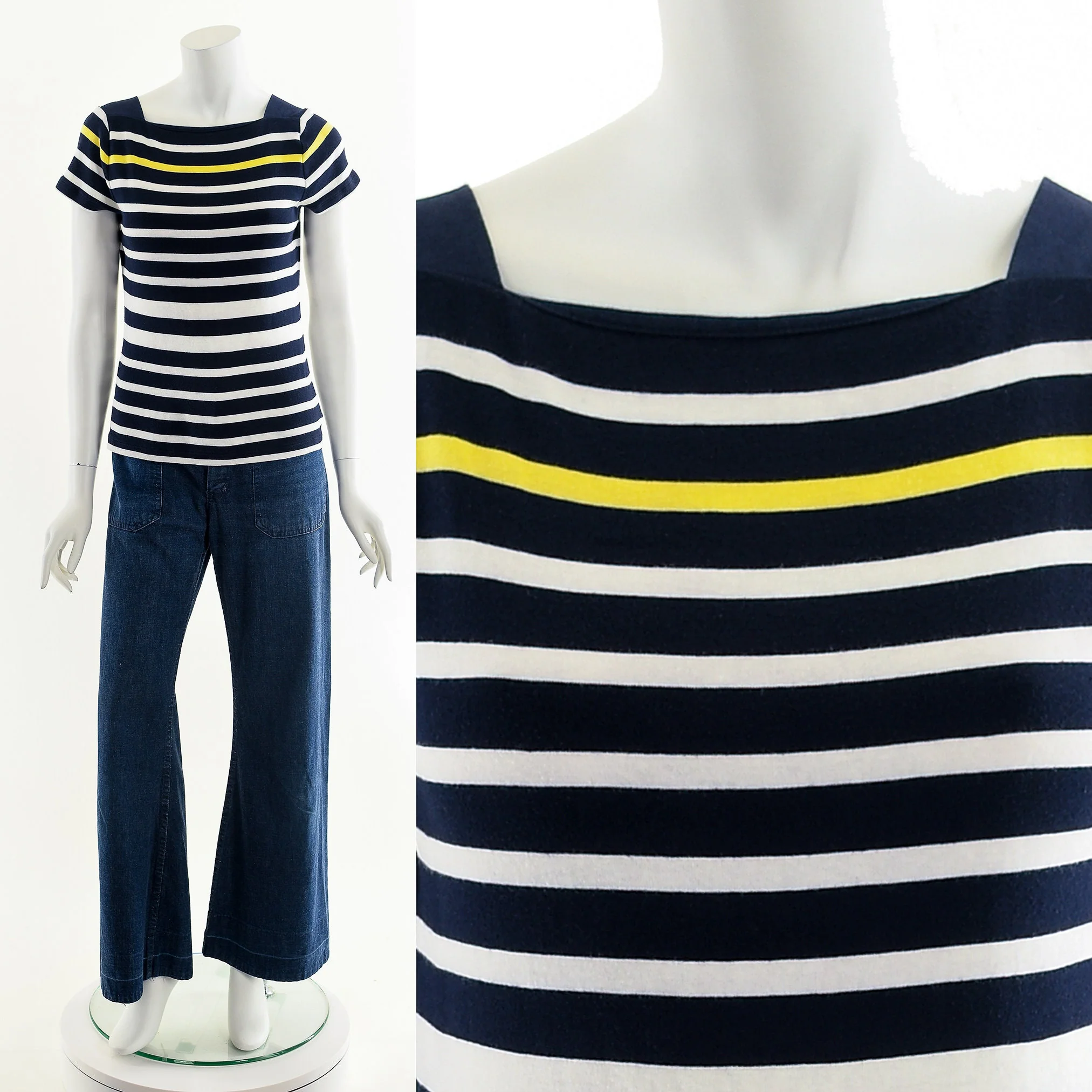 European Striped Navy Blue Tee - Image 3