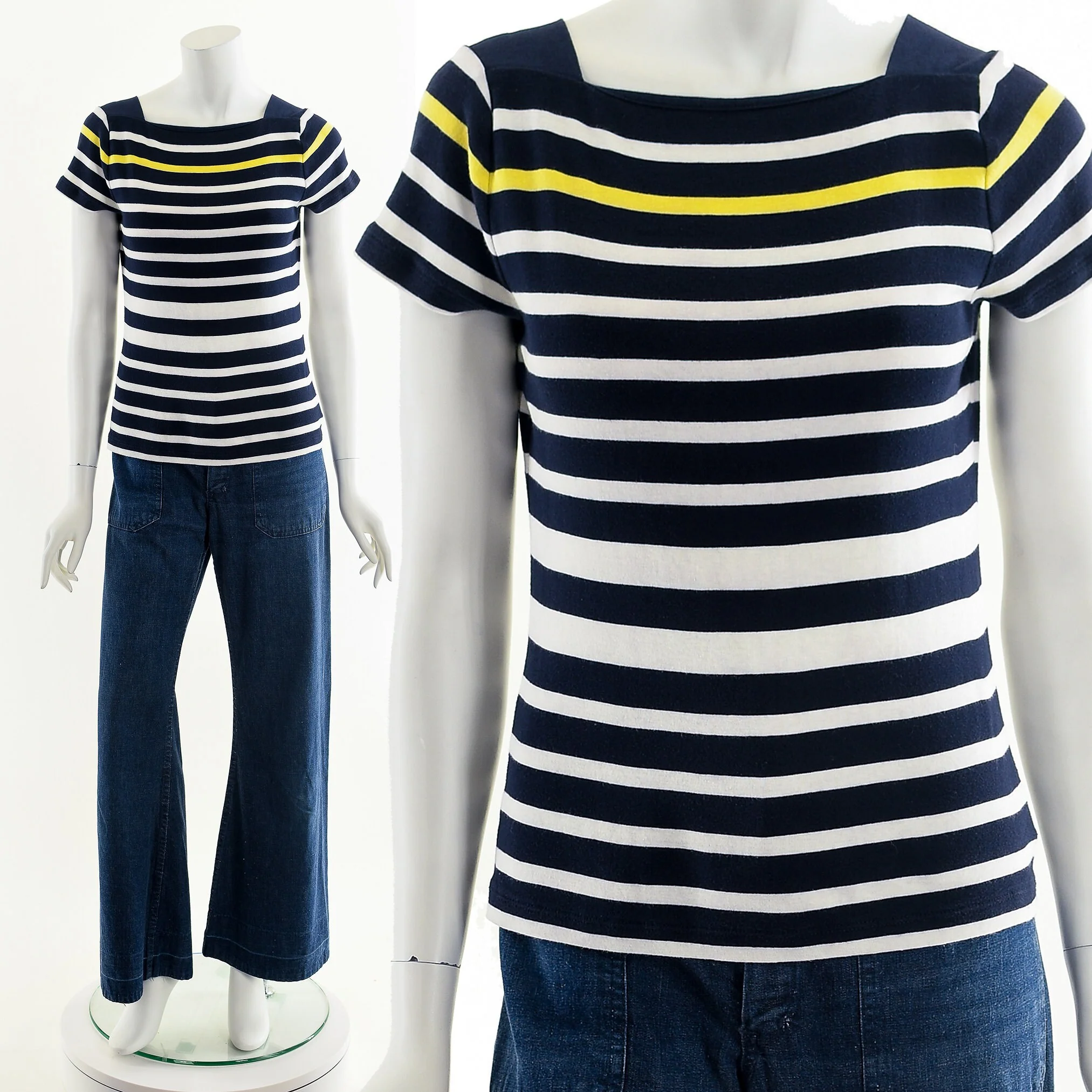 European Striped Navy Blue Tee - Image 4