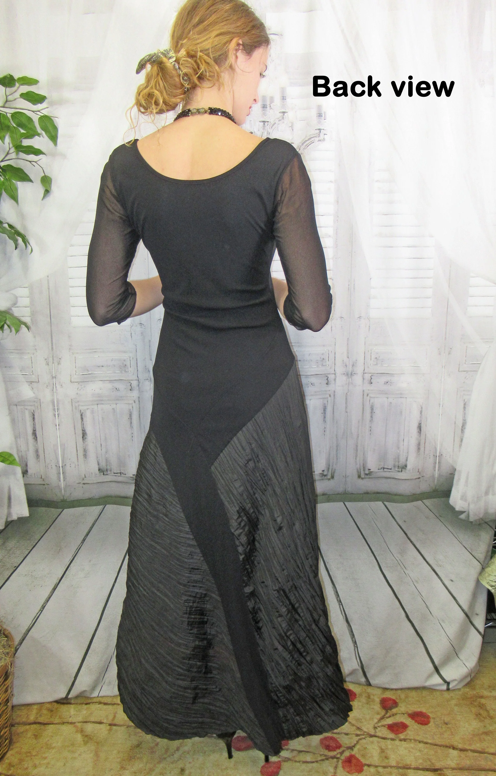 Evening Dress Petit Pois Couture by Viviana G Black Polyester Nylon Low Accordion Pleated Skirt by Petit Pois Couture By Viviana G - Image 10