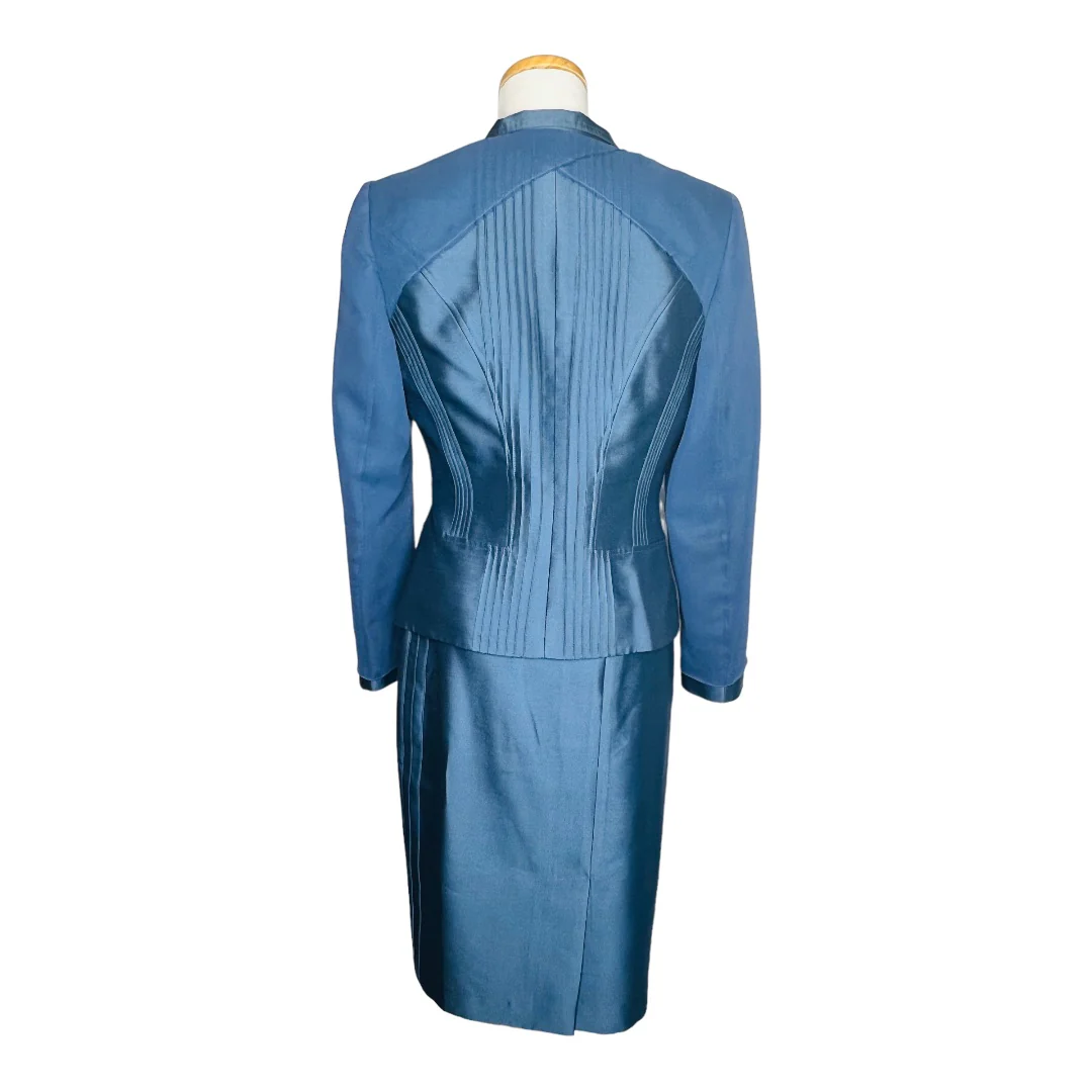 Evening Two Piece Skirt Silk Suit Nwt Blue Size 4 by Albert Nipón - Image 2