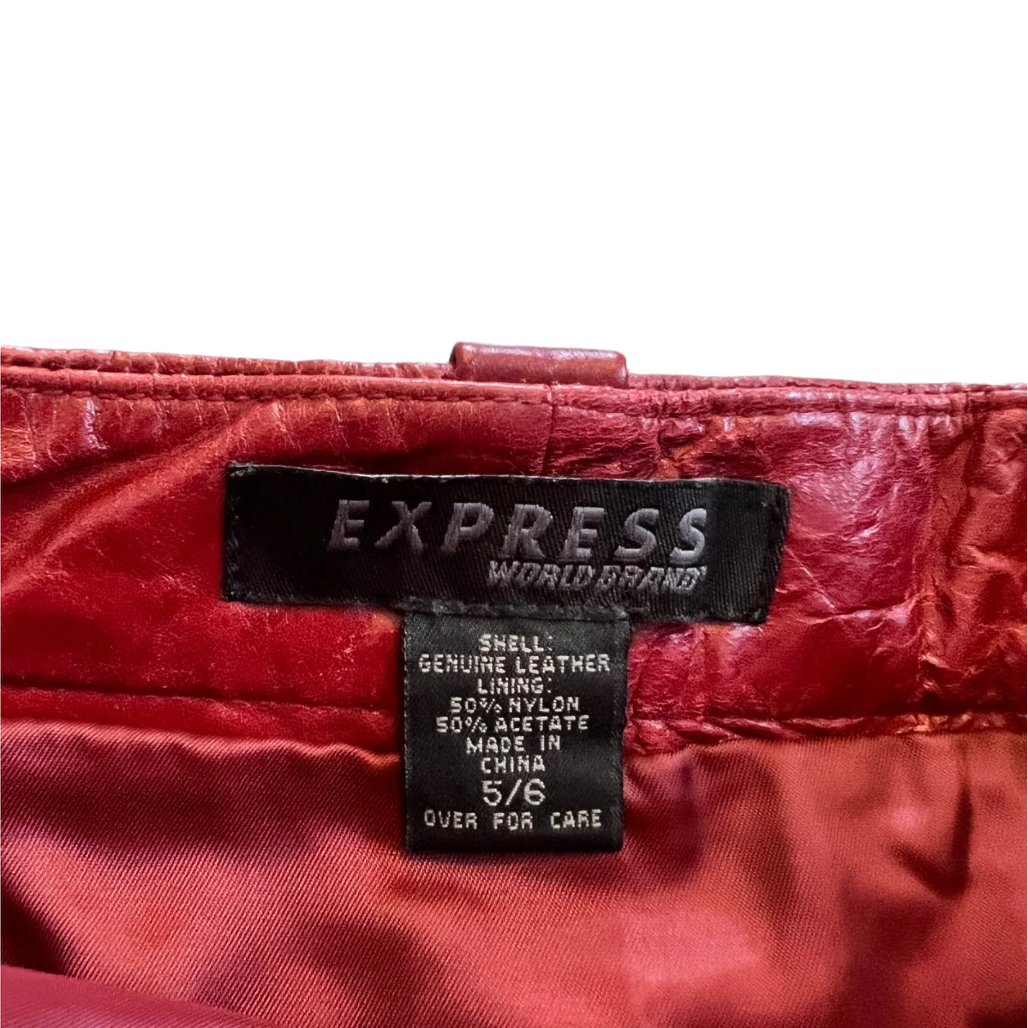 Express Cranberry Mini Leather Mini Skirt - Image 5