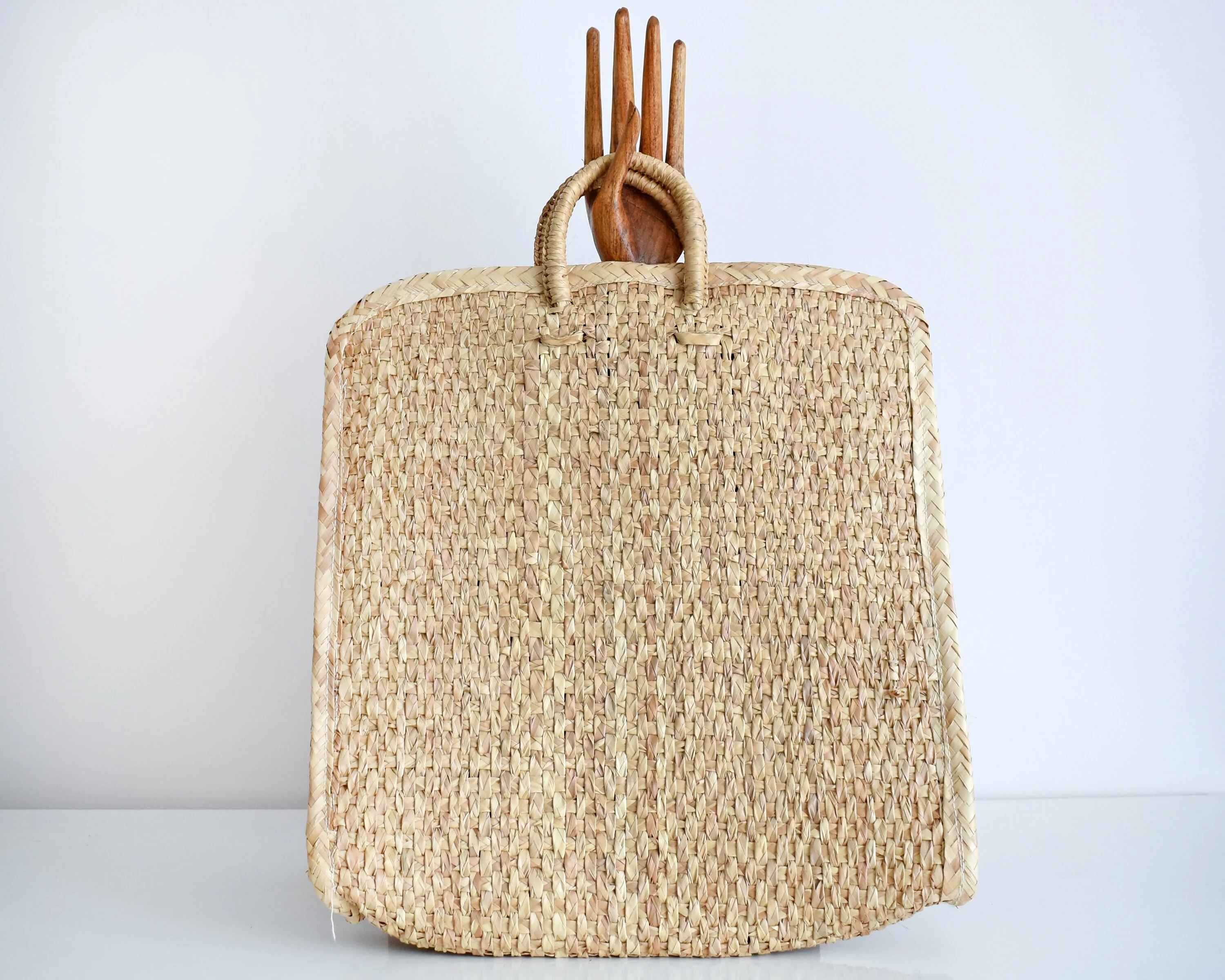 Extra Large Woven Embroidered Tote Bag Vintage 70s Straw Purse, Rattan Floral Beach Bag - Image 2