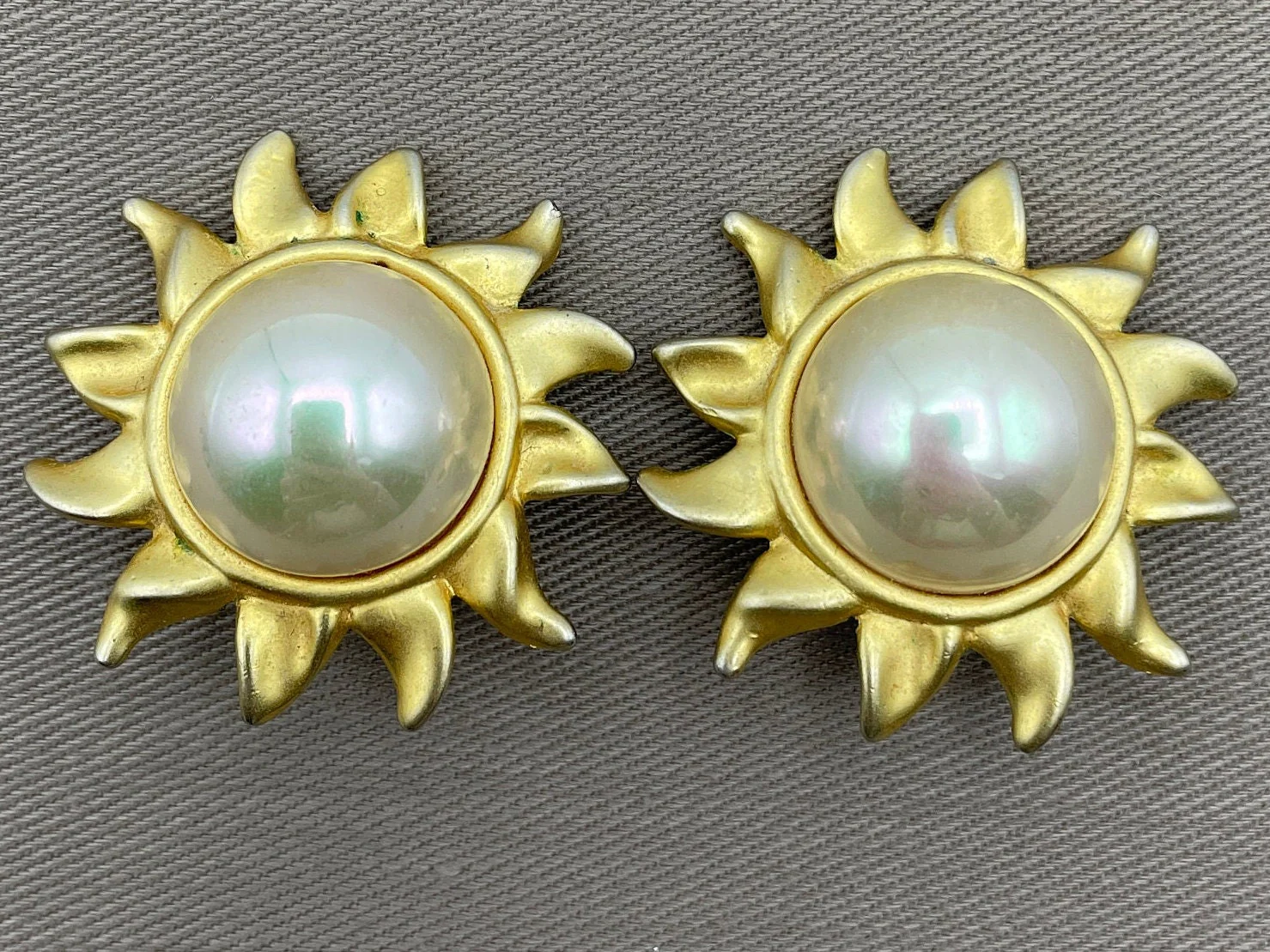Fab Baroque Pearl Clip-On Statement Earrings Unsigned Anne Klein by Anne Klein - Image 2