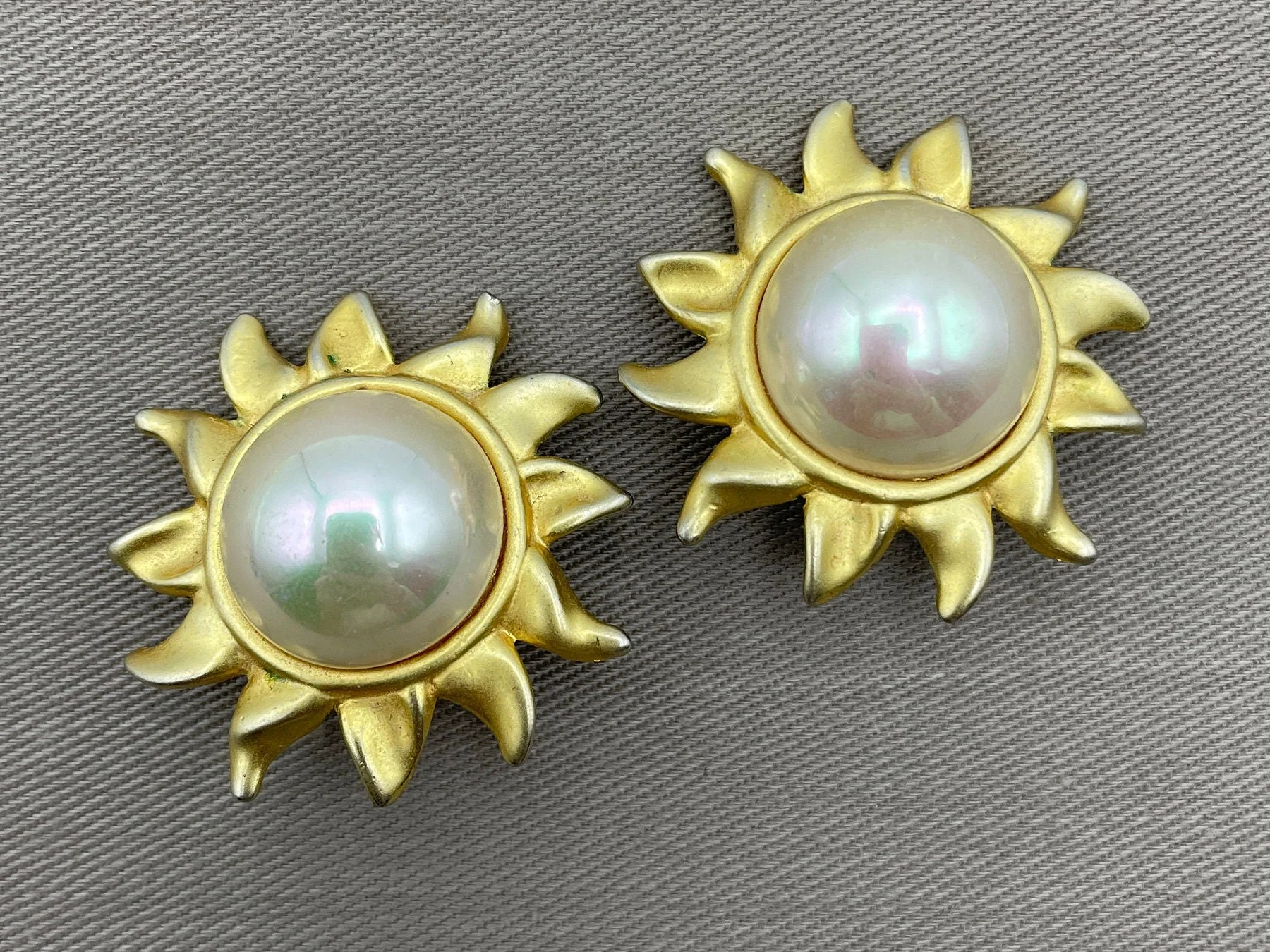 Fab Baroque Pearl Clip-On Statement Earrings Unsigned Anne Klein by Anne Klein - Image 3