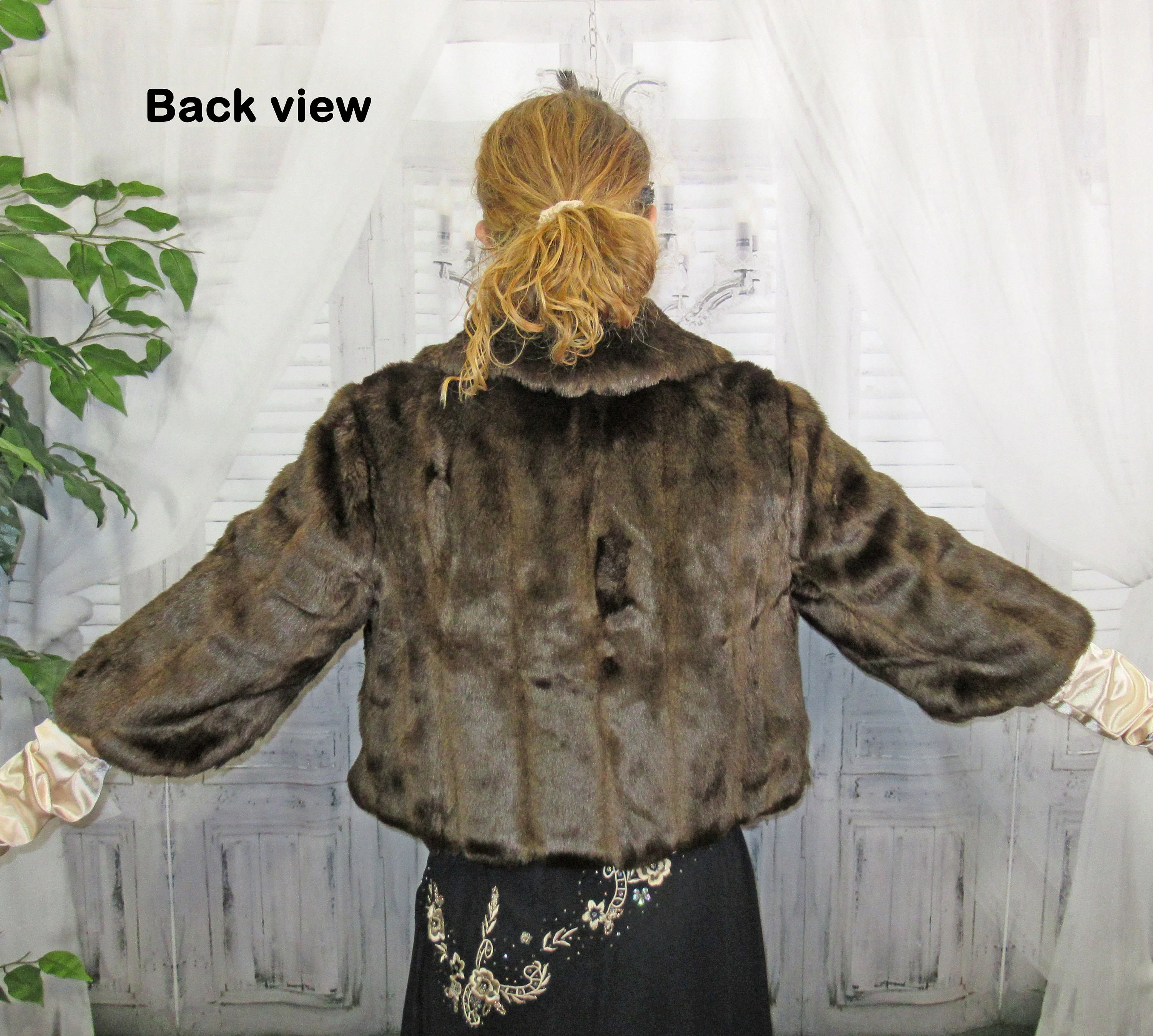 Faux Fur Bolero Jacket Ann Taylor Loft Dark Brown Collar Half Sleeves Pockets and Front Buttons Fully Lined by Ann Taylor - Image 7