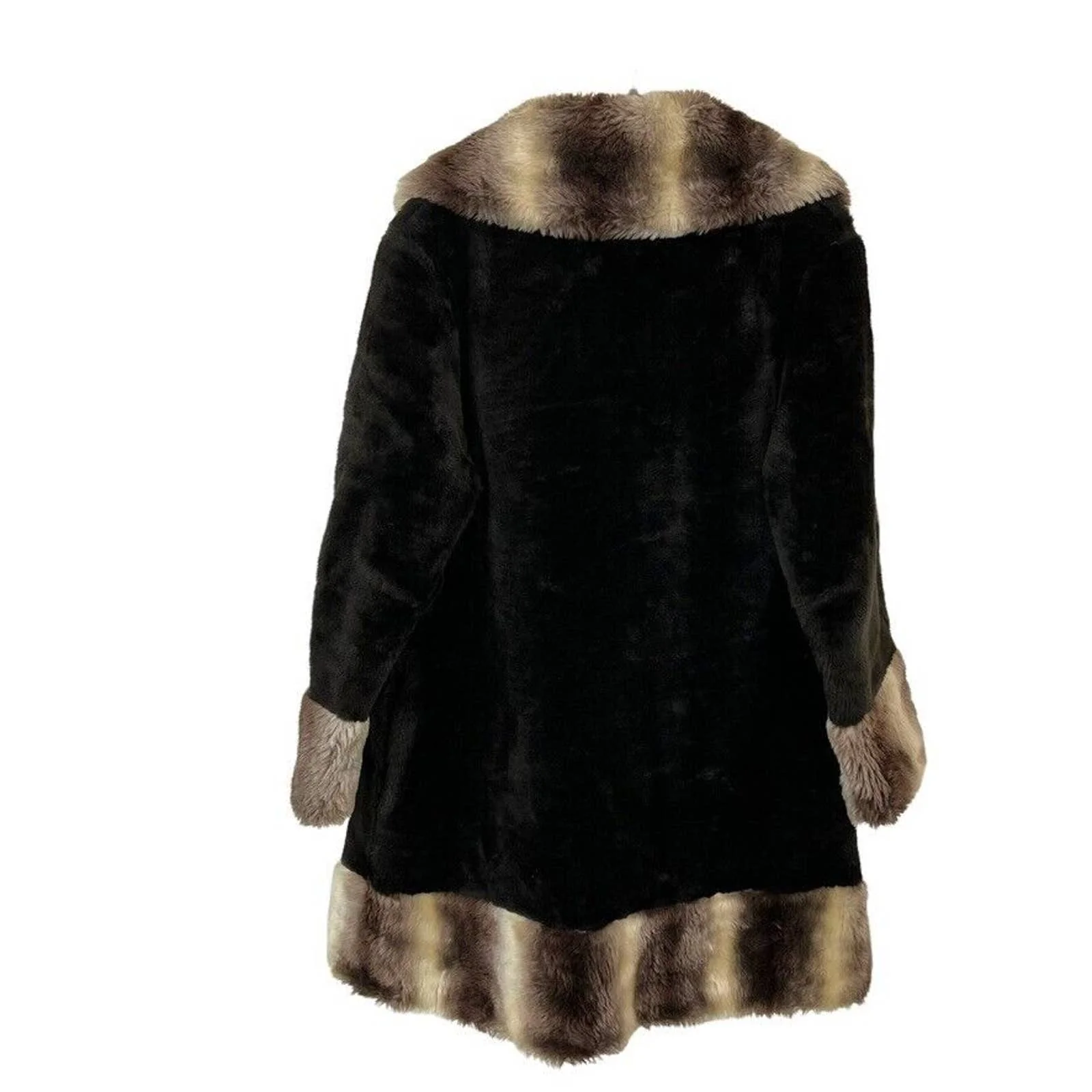 Faux Fur Coat Women's Made In Usa Late 70s Penny Lane Retro Secretary Chic Sz S - Image 2