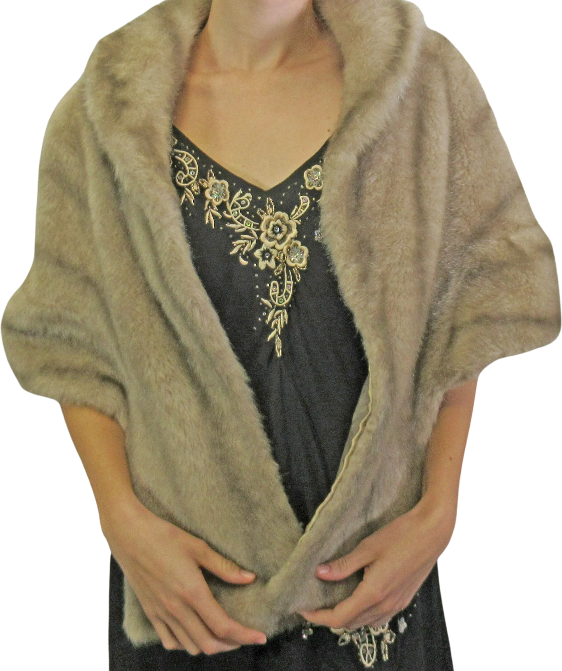 Faux Fur Stole Regina Glenara for Glenoit Light Brownblonde 60s Label Fully Lined Collar Vintage by Glenara For Glenoit