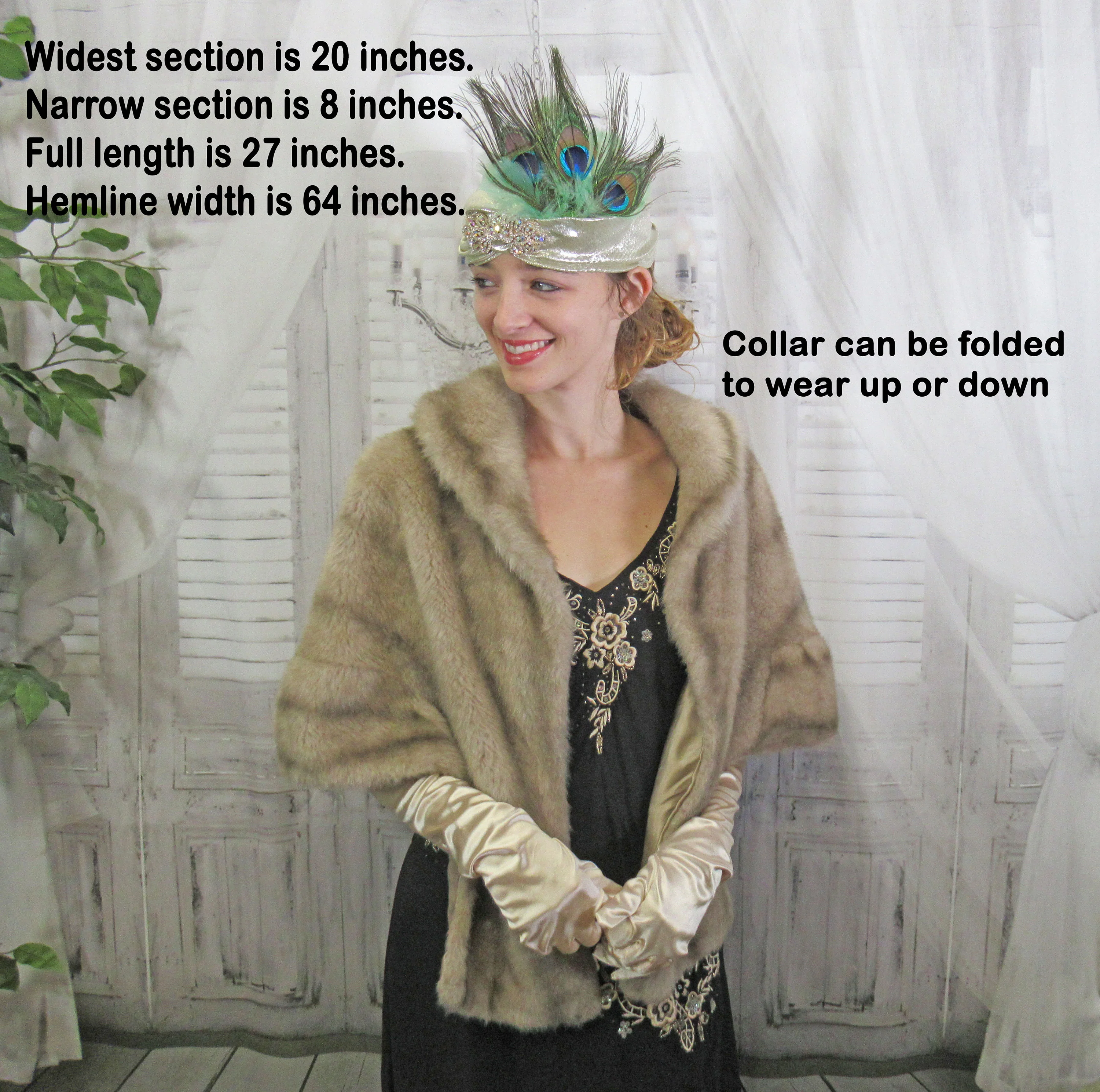 Faux Fur Stole Regina Glenara for Glenoit Light Brownblonde 60s Label Fully Lined Collar Vintage by Glenara For Glenoit - Image 5